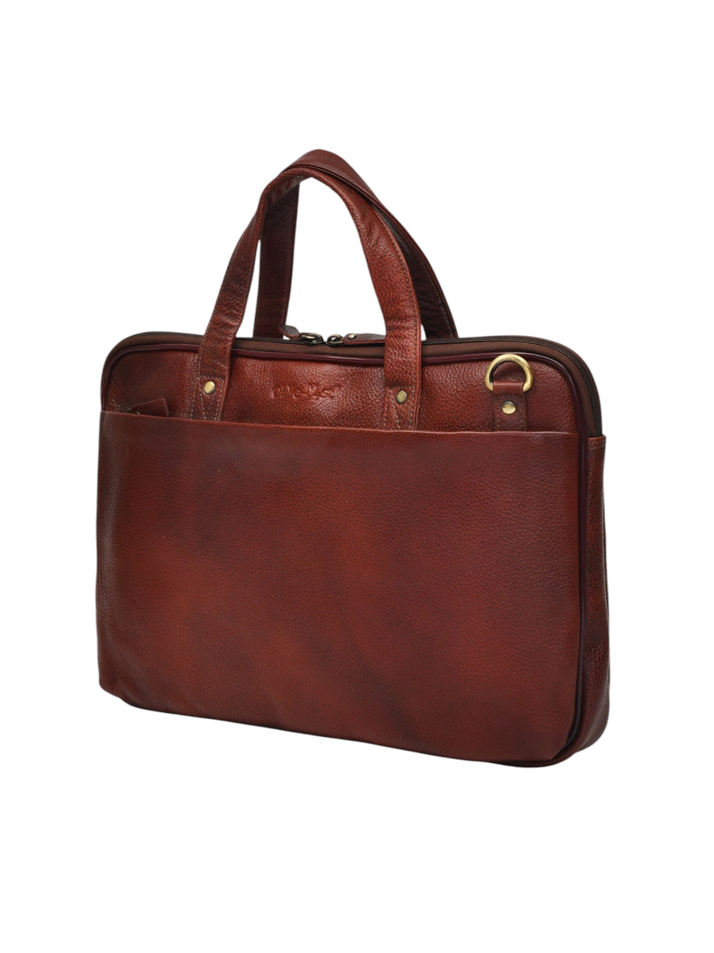 Unisex Genuine Leather Brown 16 Inch Laptop Bag (OMLB-027N-B-BROWN)