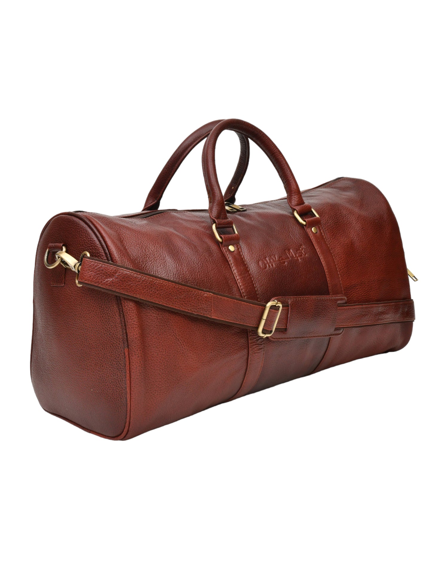 Brown Textured Genuine Leather Duffel Bag Cabin Size (OMDB-029-B-BROWN)