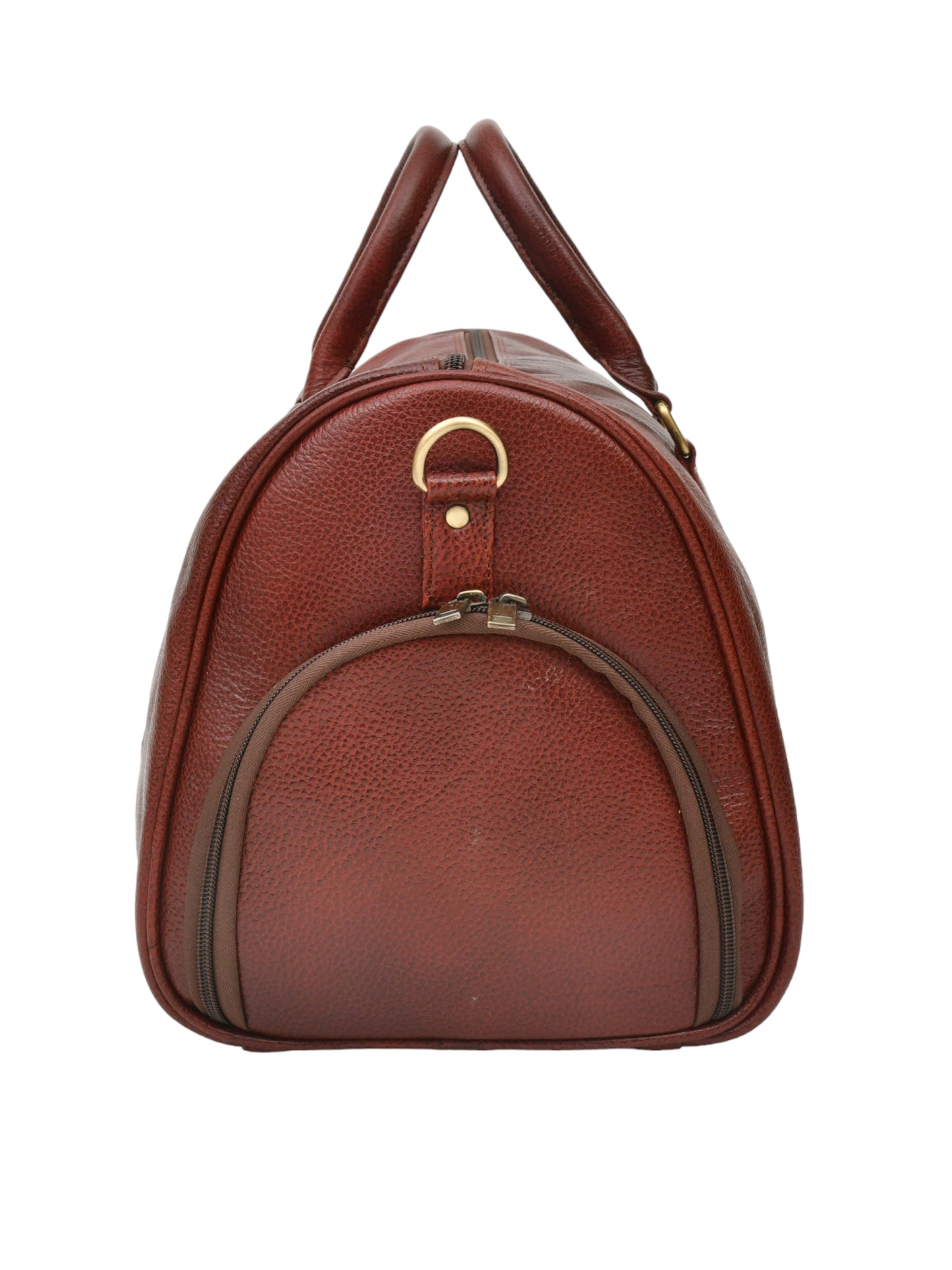 Brown Textured Genuine Leather Duffel Bag Cabin Size (OMDB-029-B-BROWN)