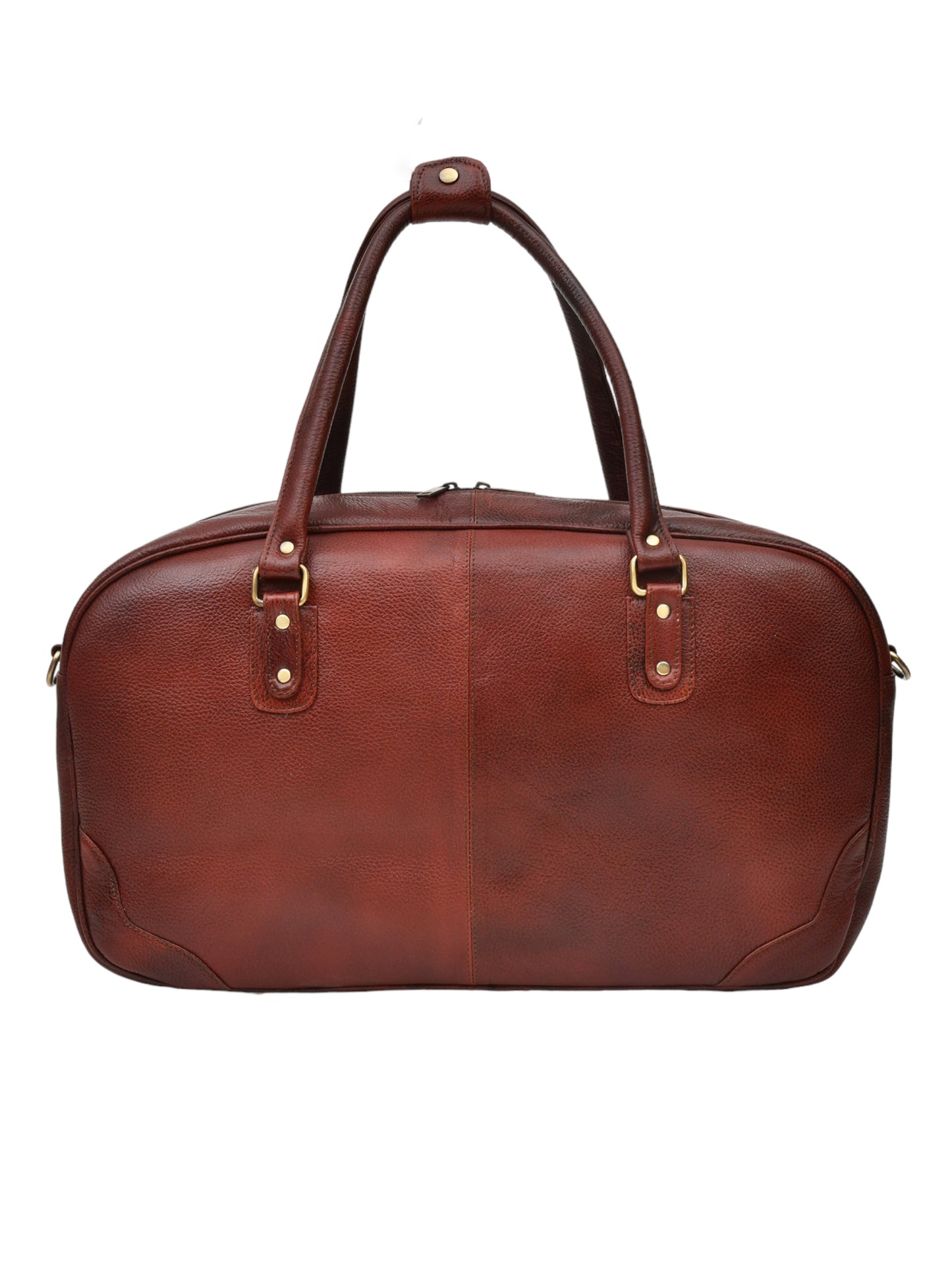 Brown Textured Genuine Leather Duffel Bag Cabin Size (OMDB-028-B-BROWN)