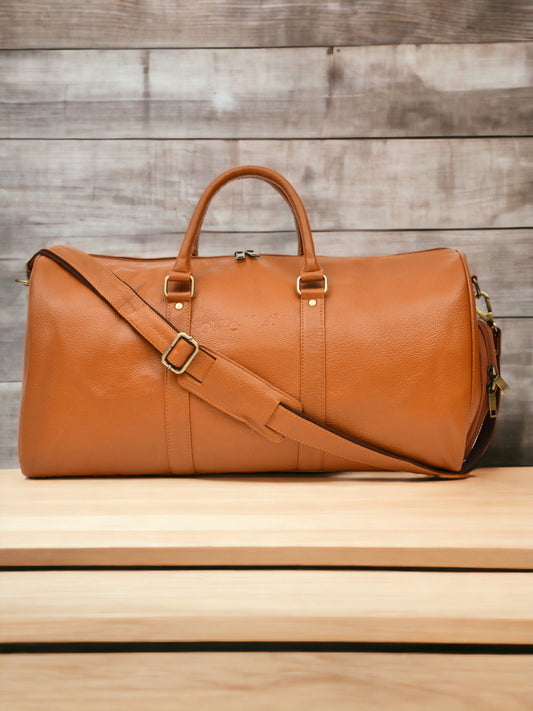 Textured Genuine Leather Duffel Bag (OMDB-029-MUSTARD)