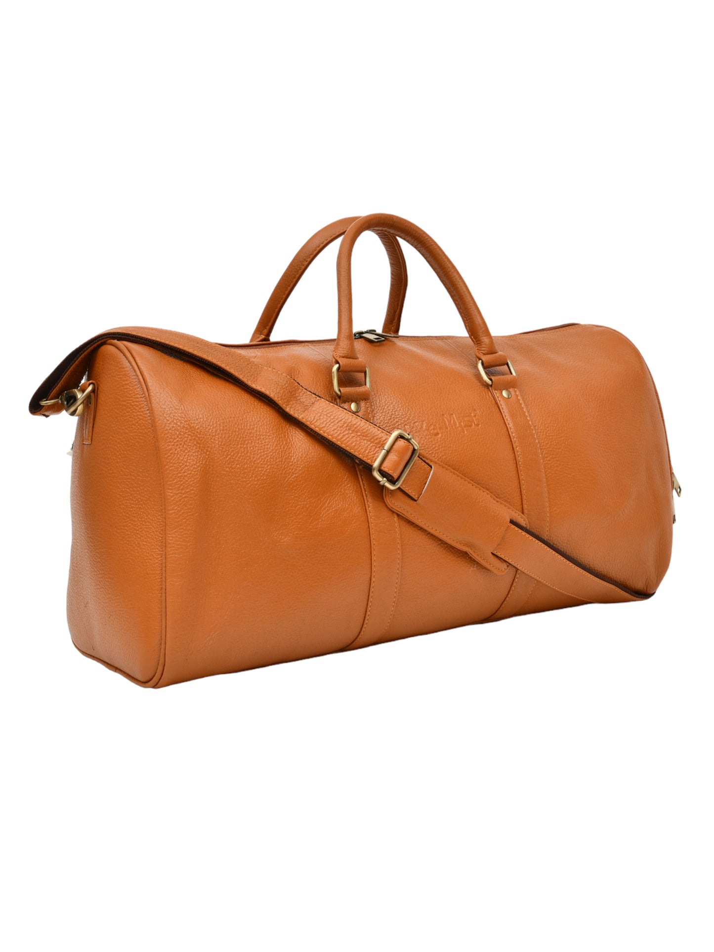 Mustard Textured Genuine Leather Duffel Bag Cabin Size (OMDB-029-MUSTARD)