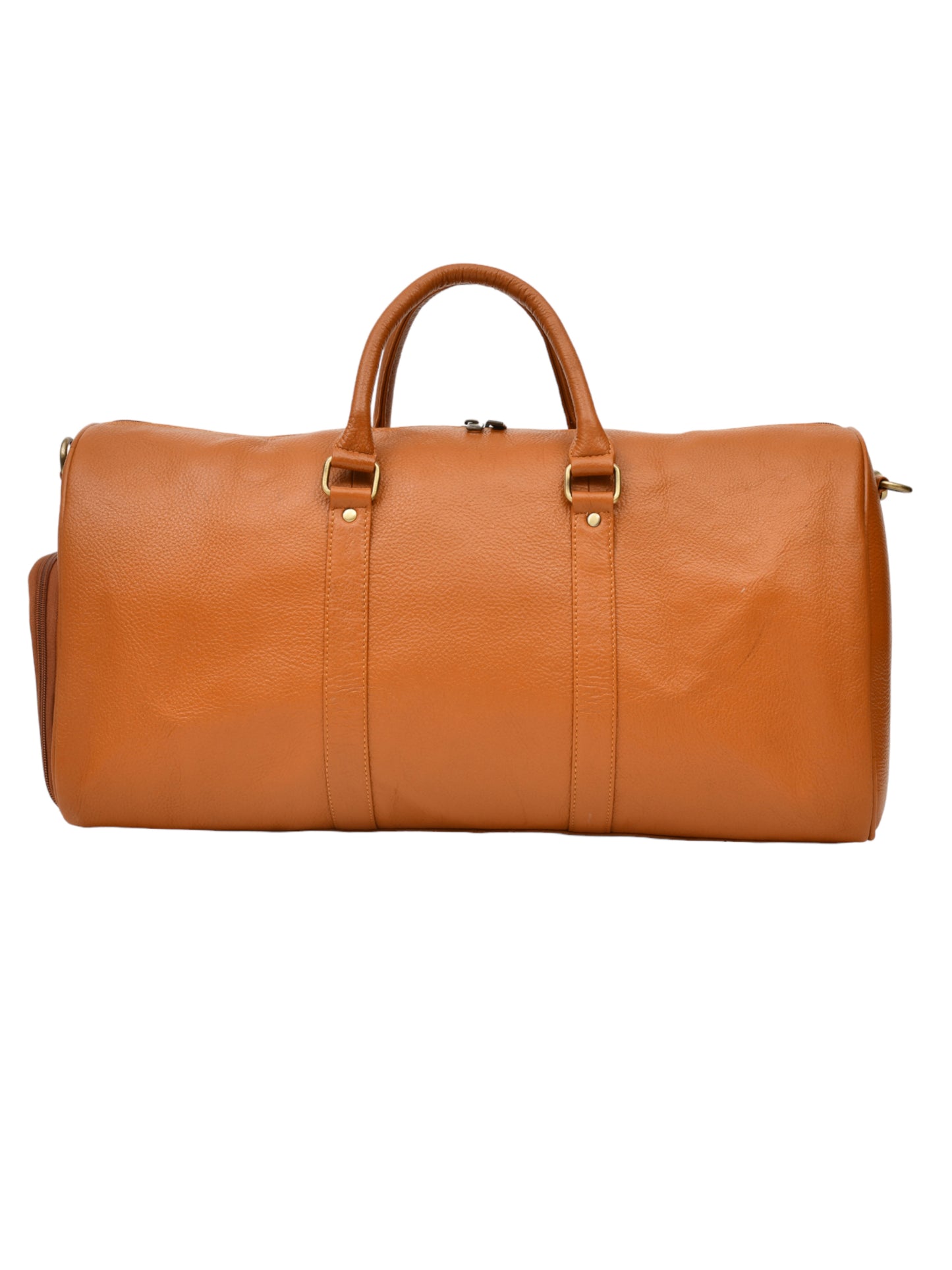 Mustard Textured Genuine Leather Duffel Bag Cabin Size (OMDB-029-MUSTARD)