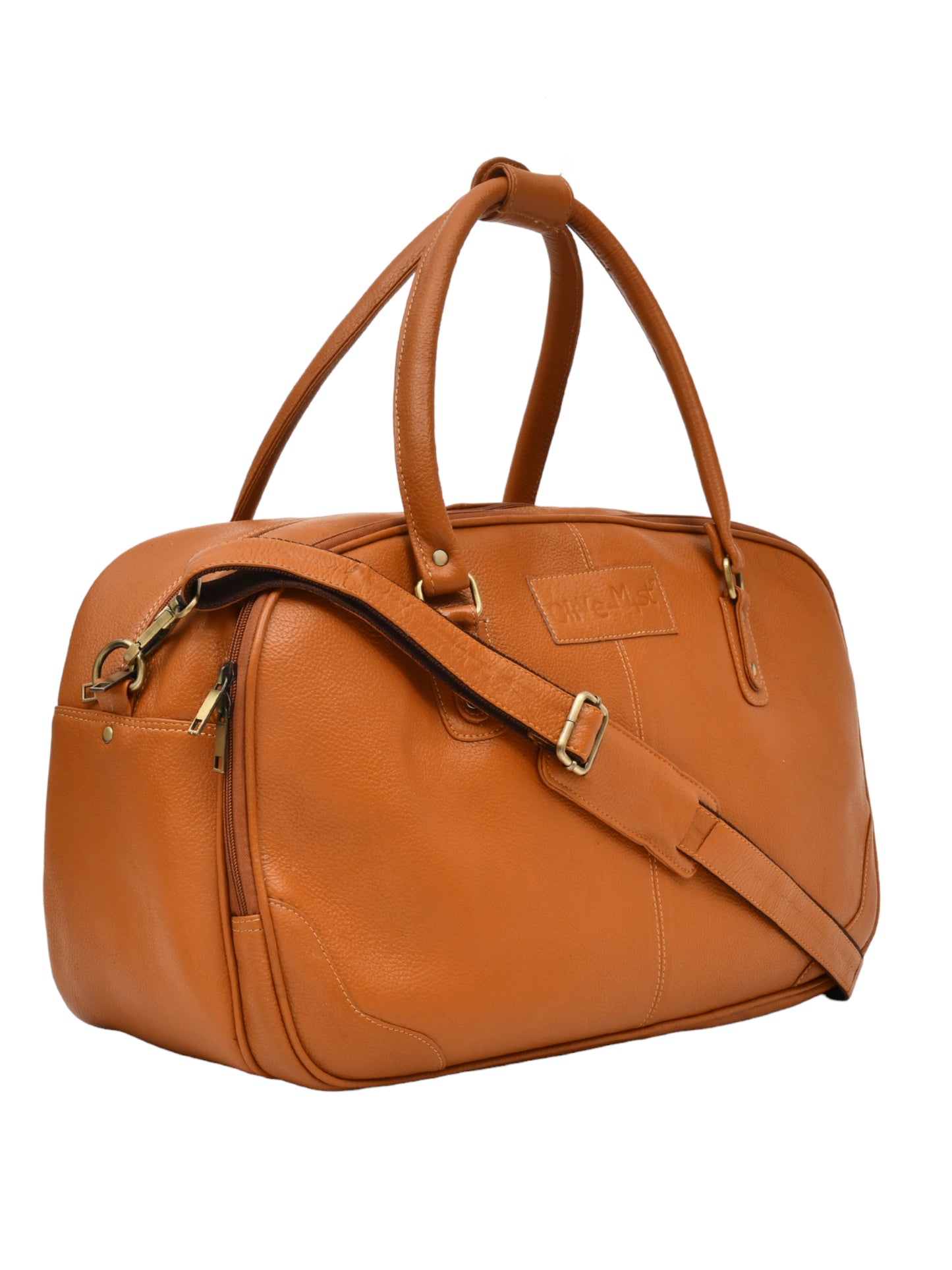 Mustard Textured Genuine Leather Duffel Bag Cabin Size (OMDB-028-MUSTARD)