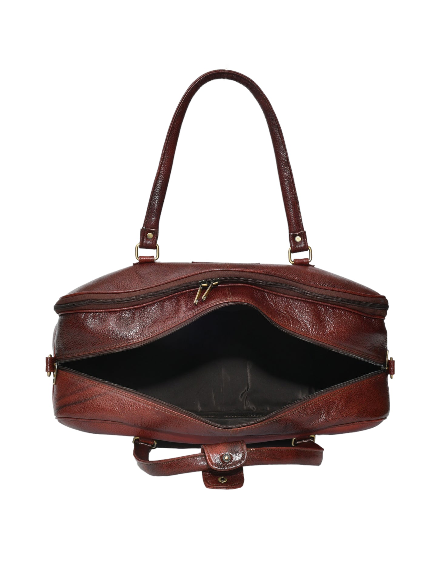 Brown Textured Genuine Leather Duffel Bag Cabin Size (OMDB-028-B-BROWN)