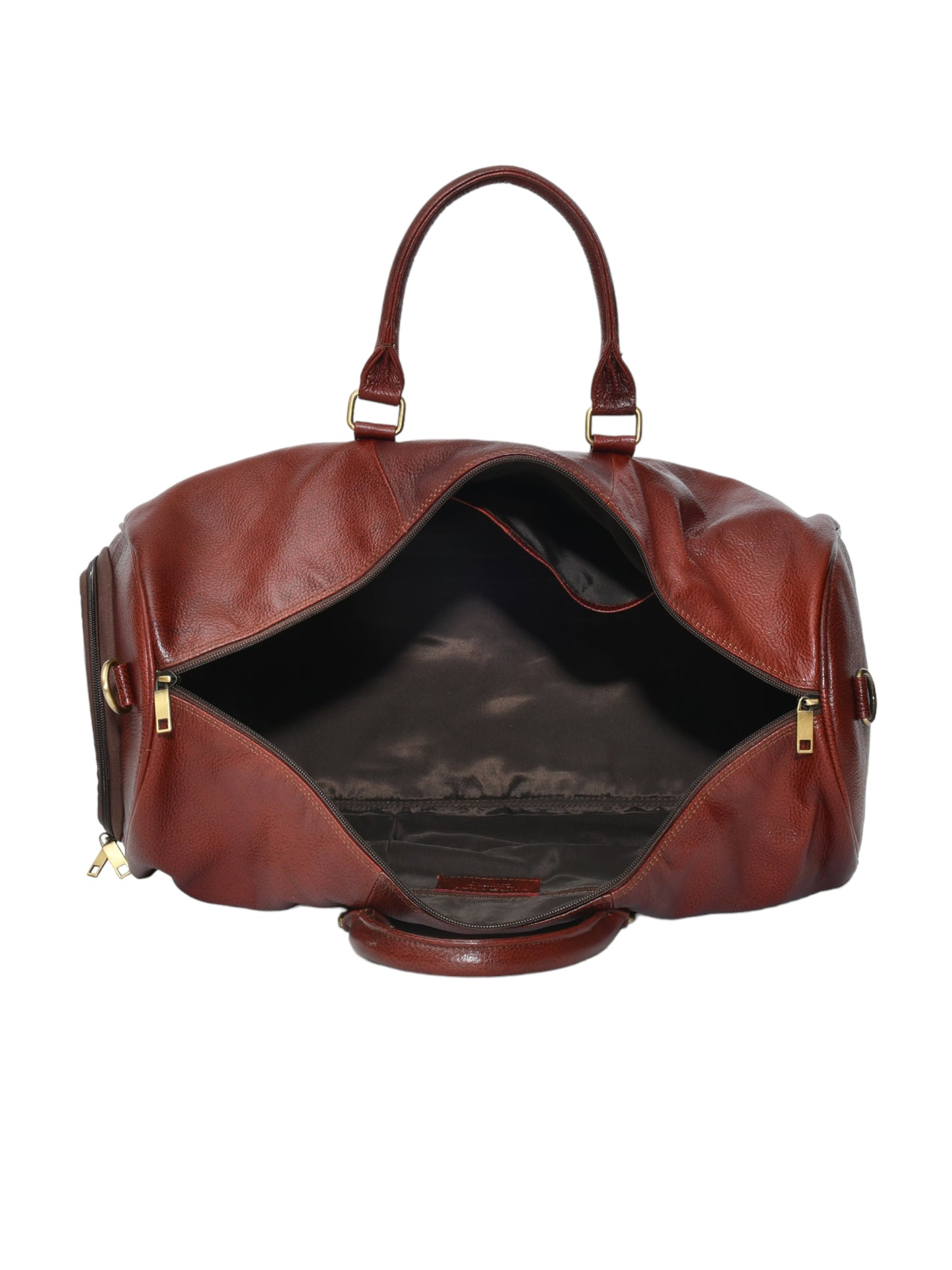 Brown Textured Genuine Leather Duffel Bag Cabin Size (OMDB-029-B-BROWN)