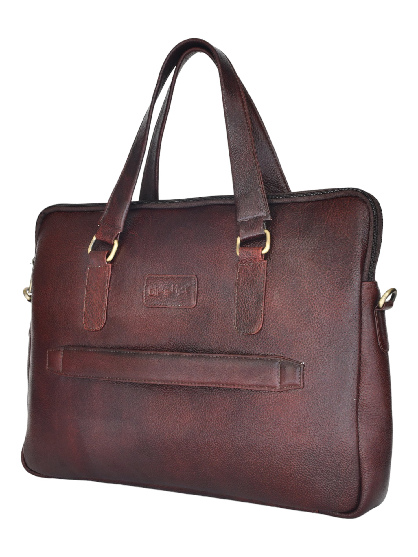 Unisex Brown Solid Leather Laptop Bag 16 Inch (OMLB-028N-B-BROWN)