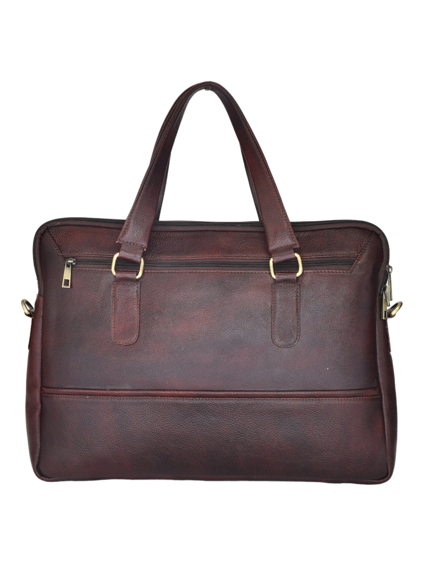 Unisex Brown Solid Leather Laptop Bag 16 Inch (OMLB-028N-B-BROWN)