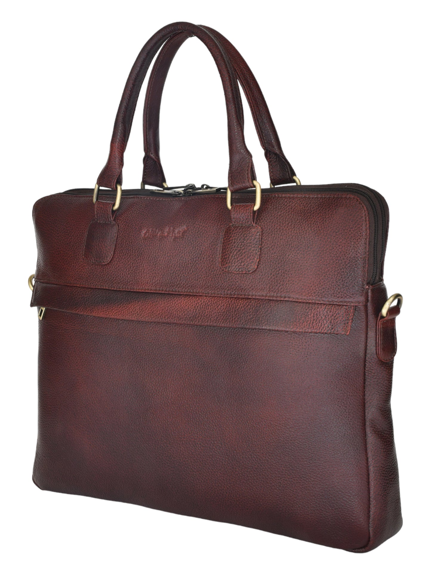 Unisex Brown Solid Leather Laptop Bag 16 Inch (OMLB-029N-B-BROWN)