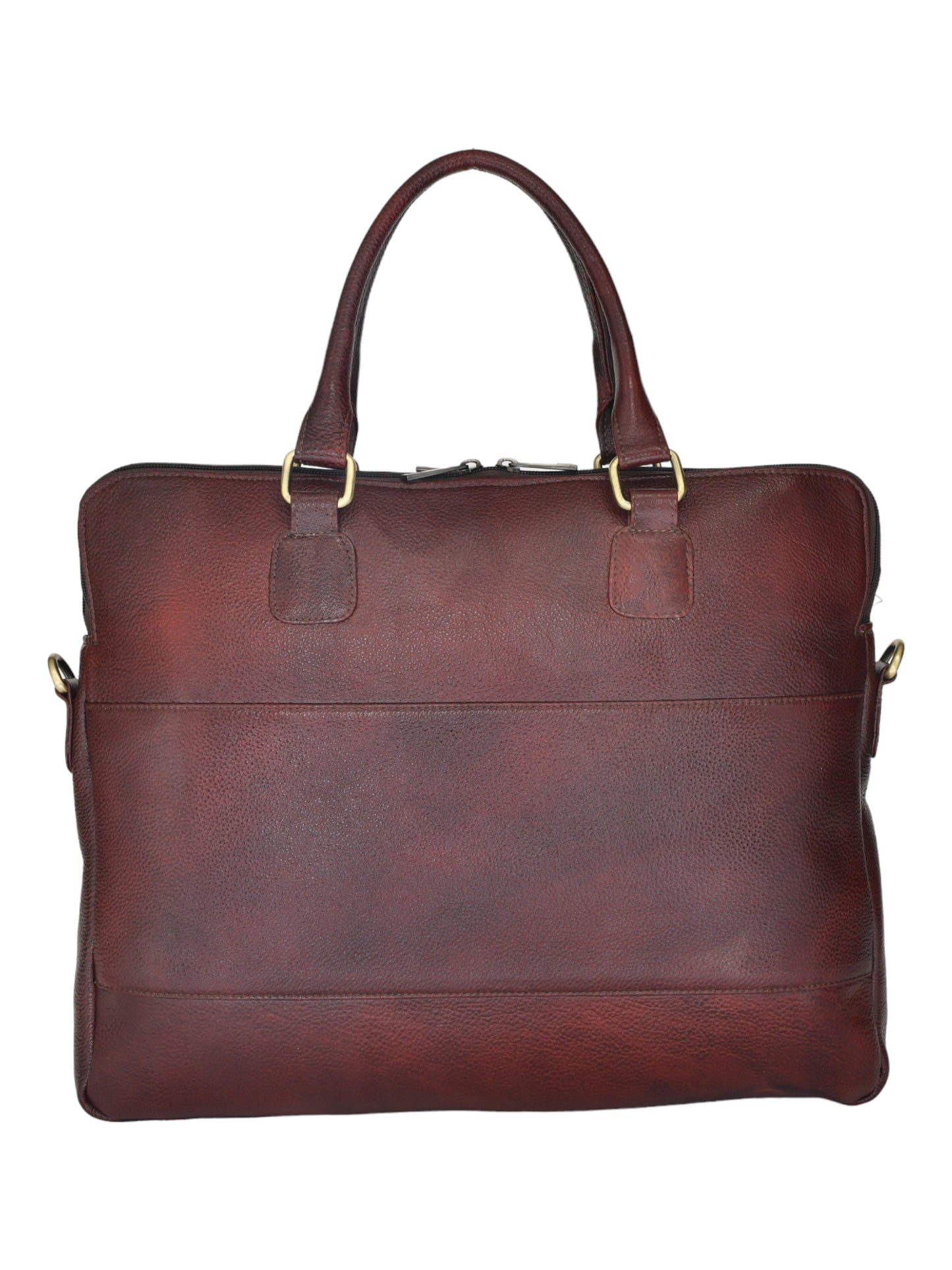 Unisex Brown Solid Leather Laptop Bag 16 Inch (OMLB-029N-B-BROWN)