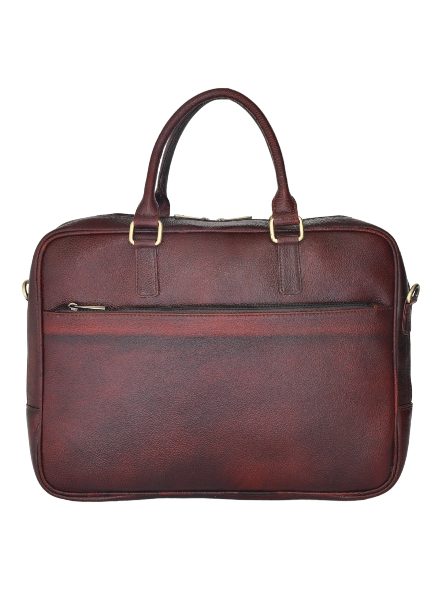 Unisex Brown Solid Leather Laptop Bag 16 Inch (OMLB-030N-B-BROWN)