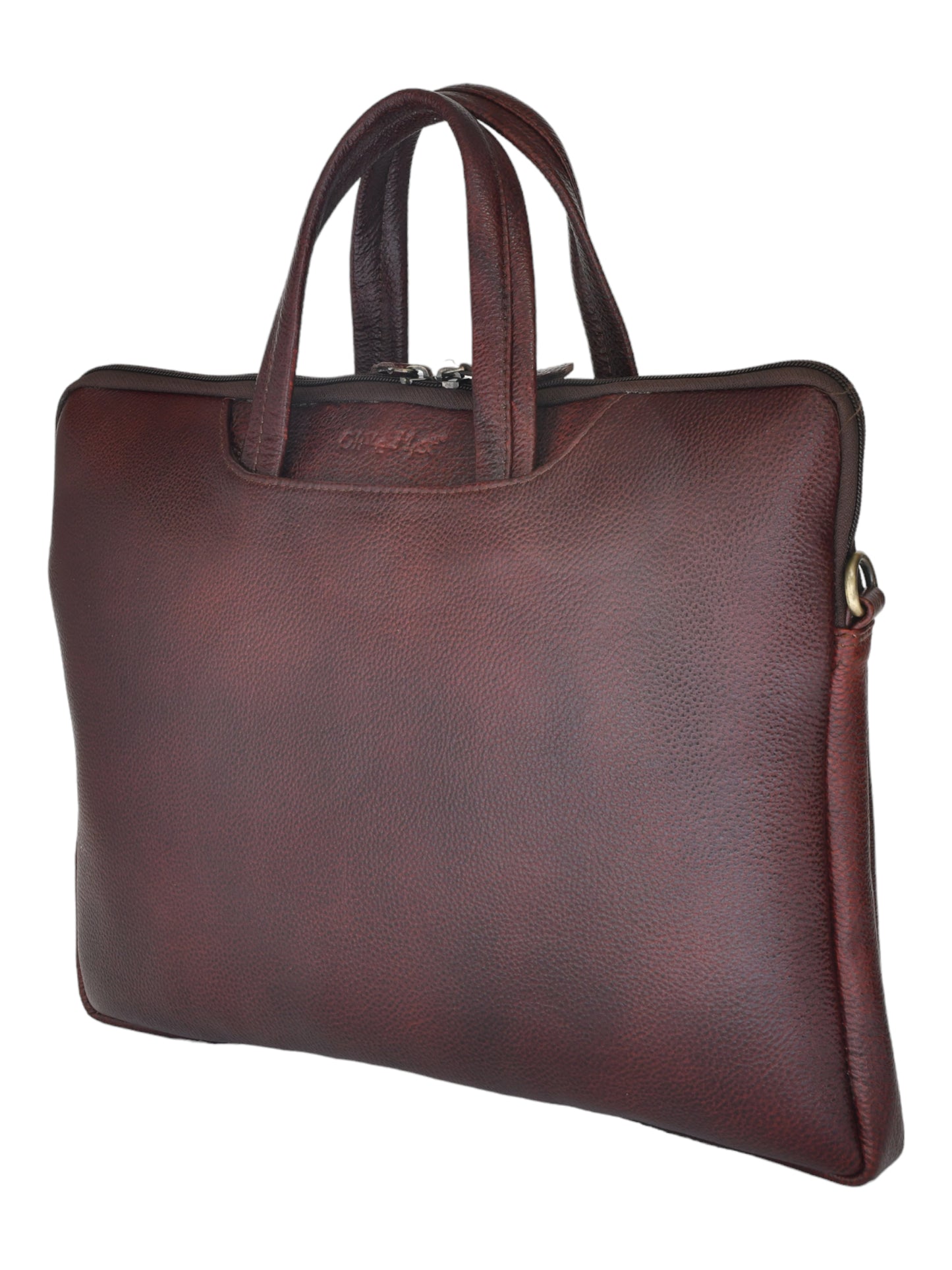 Unisex Brown Solid Leather Laptop Bag 16 Inch (OMLB-031N-B-BROWN)