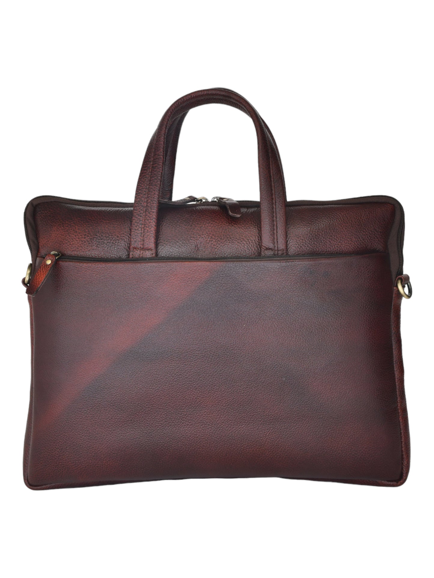 Unisex Brown Solid Leather Laptop Bag 16 Inch (OMLB-031N-B-BROWN)