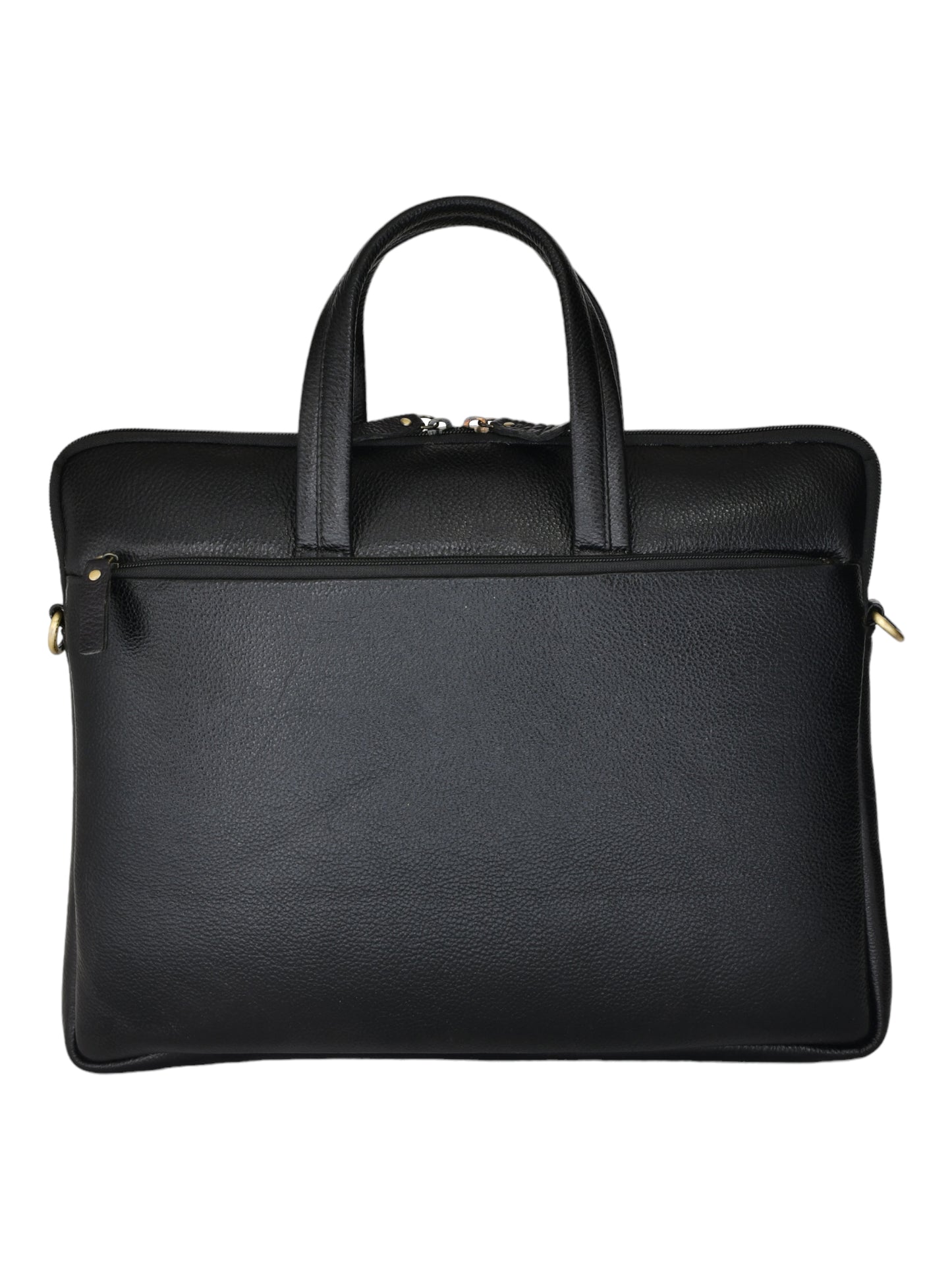 Unisex Black Genuine Leather 16 Inch Laptop Bag (OMLB-031N-BLACK)