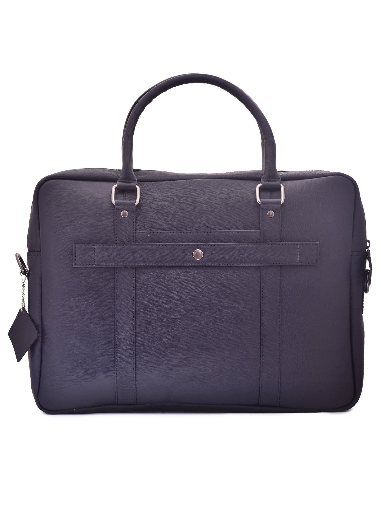 Unisex Navy Blue Sufiano Print Leather Laptop Bag 16 Inch (OMLB-006-S-BLUE)