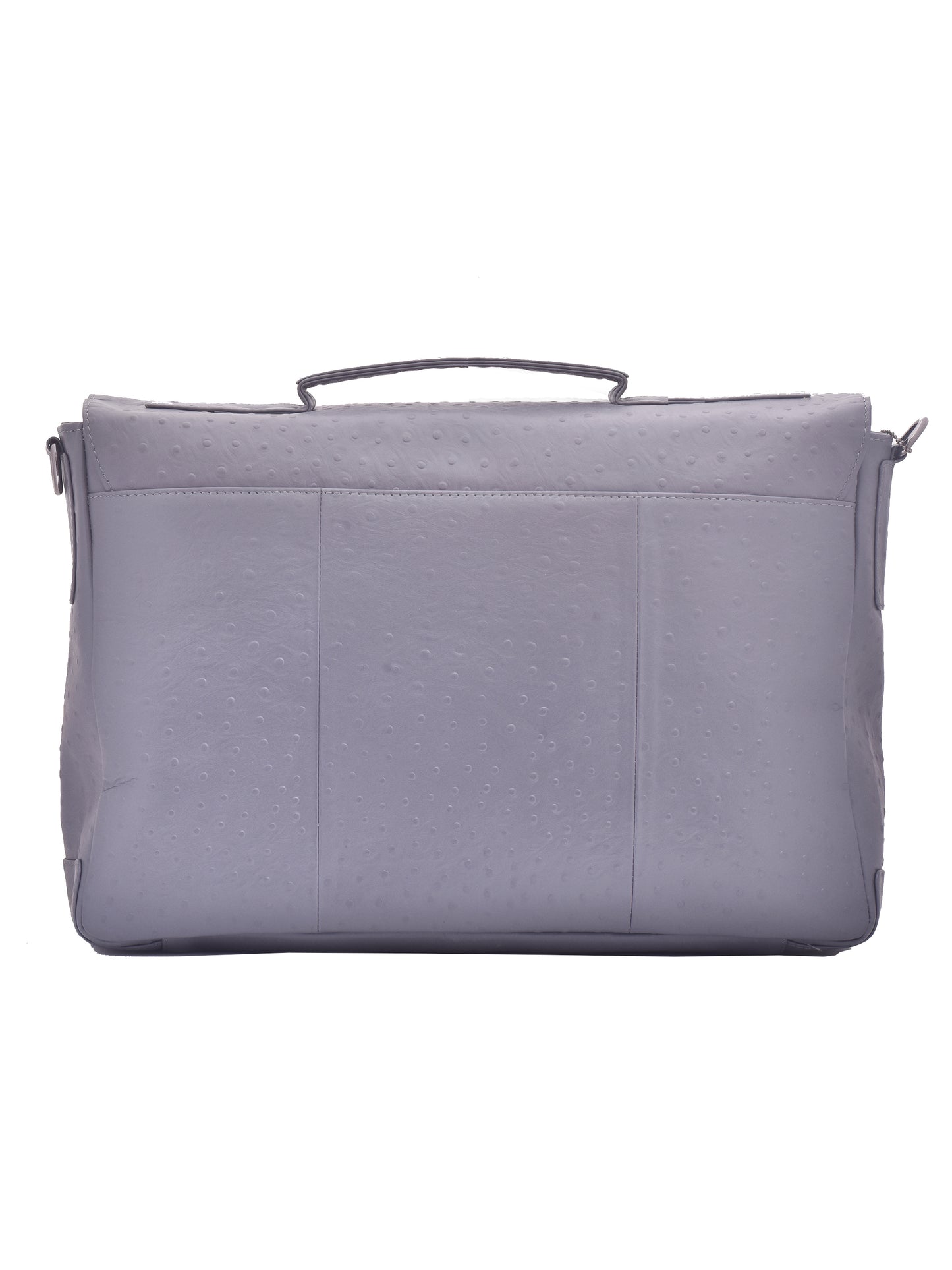 Unisex Grey Ostrich Textured Genuine Leather Laptop Bag 16 Inch (OMLB-008-O-GREY)