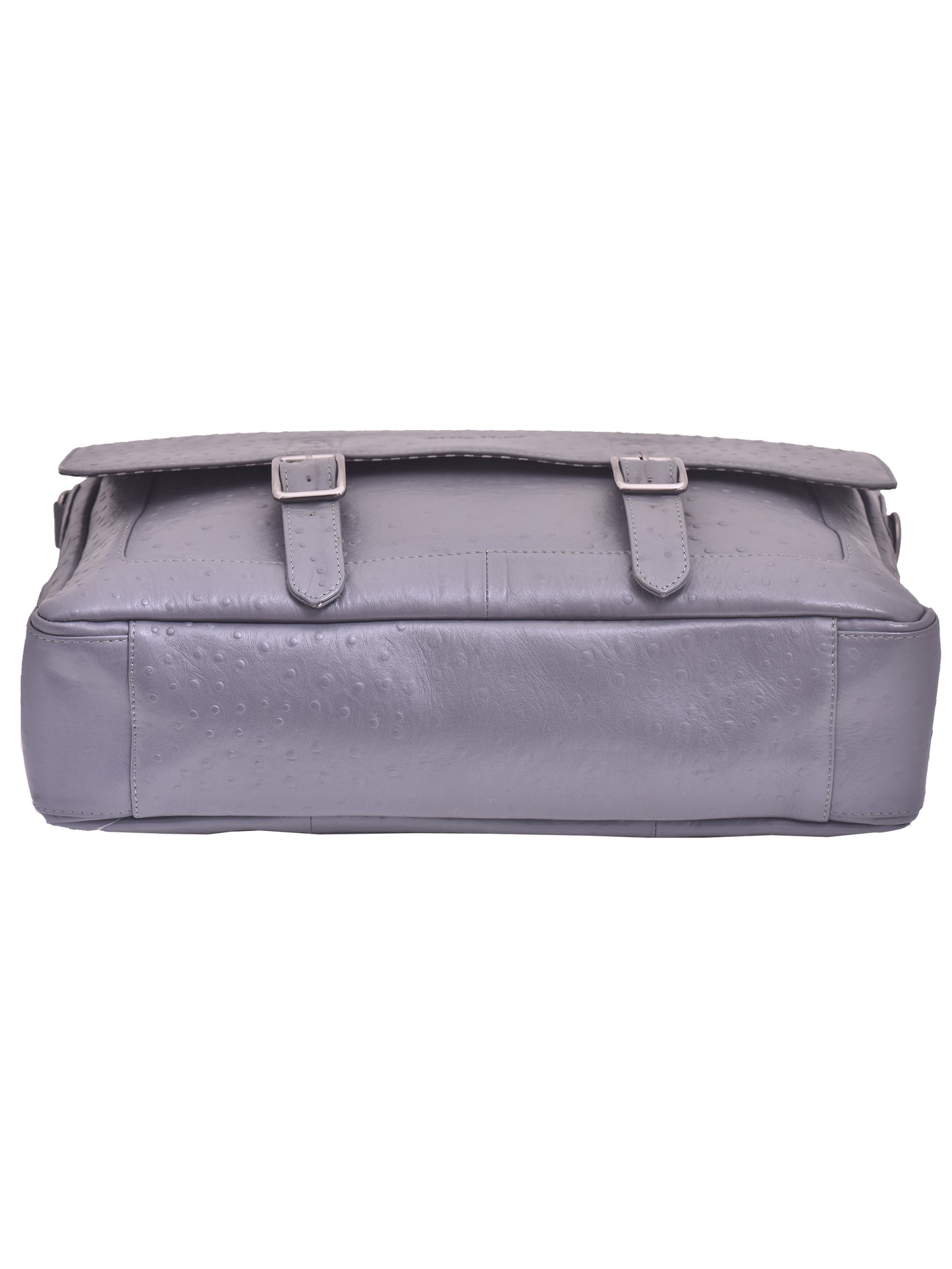 Unisex Grey Ostrich Textured Genuine Leather Laptop Bag 16 Inch (OMLB-008-O-GREY)