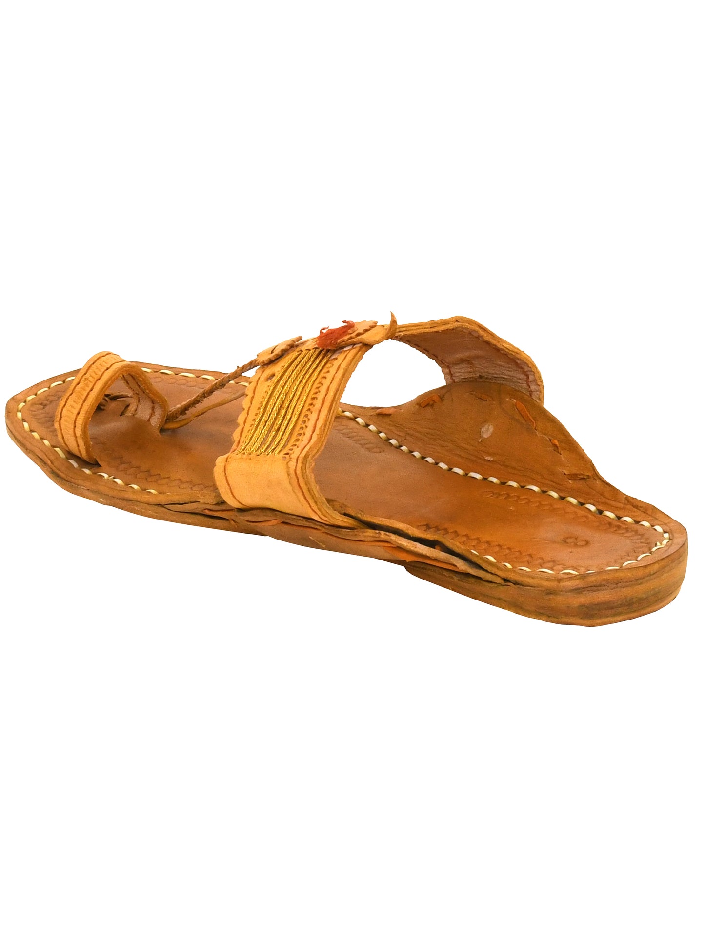 Men Tan Ethnic Leather with Zari Work Kolhapuri (OMKP-009-TAN)