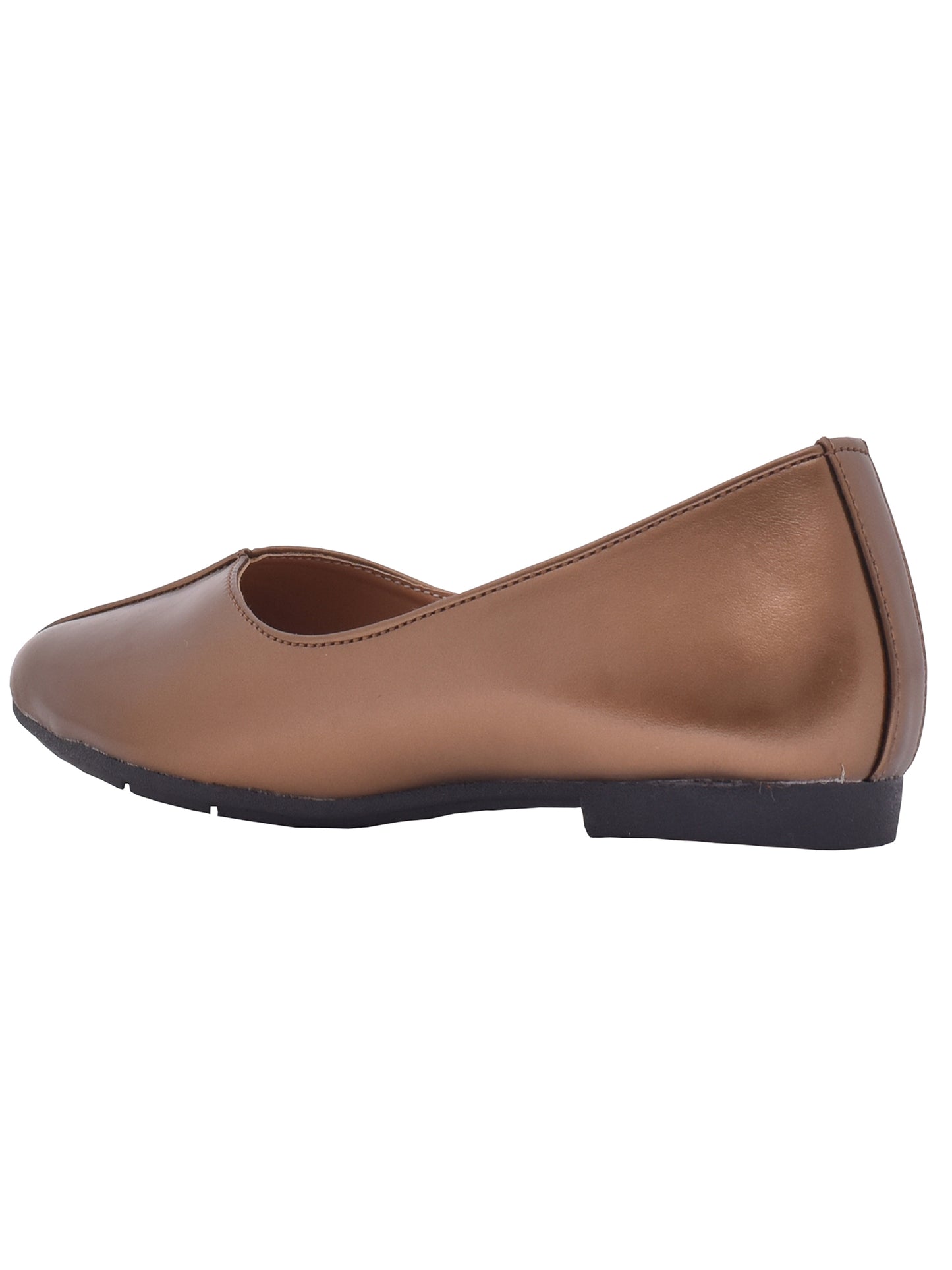 Women Metalic Brown Vegan Ballerinas Flats (OMFLT-1003-BROWN)