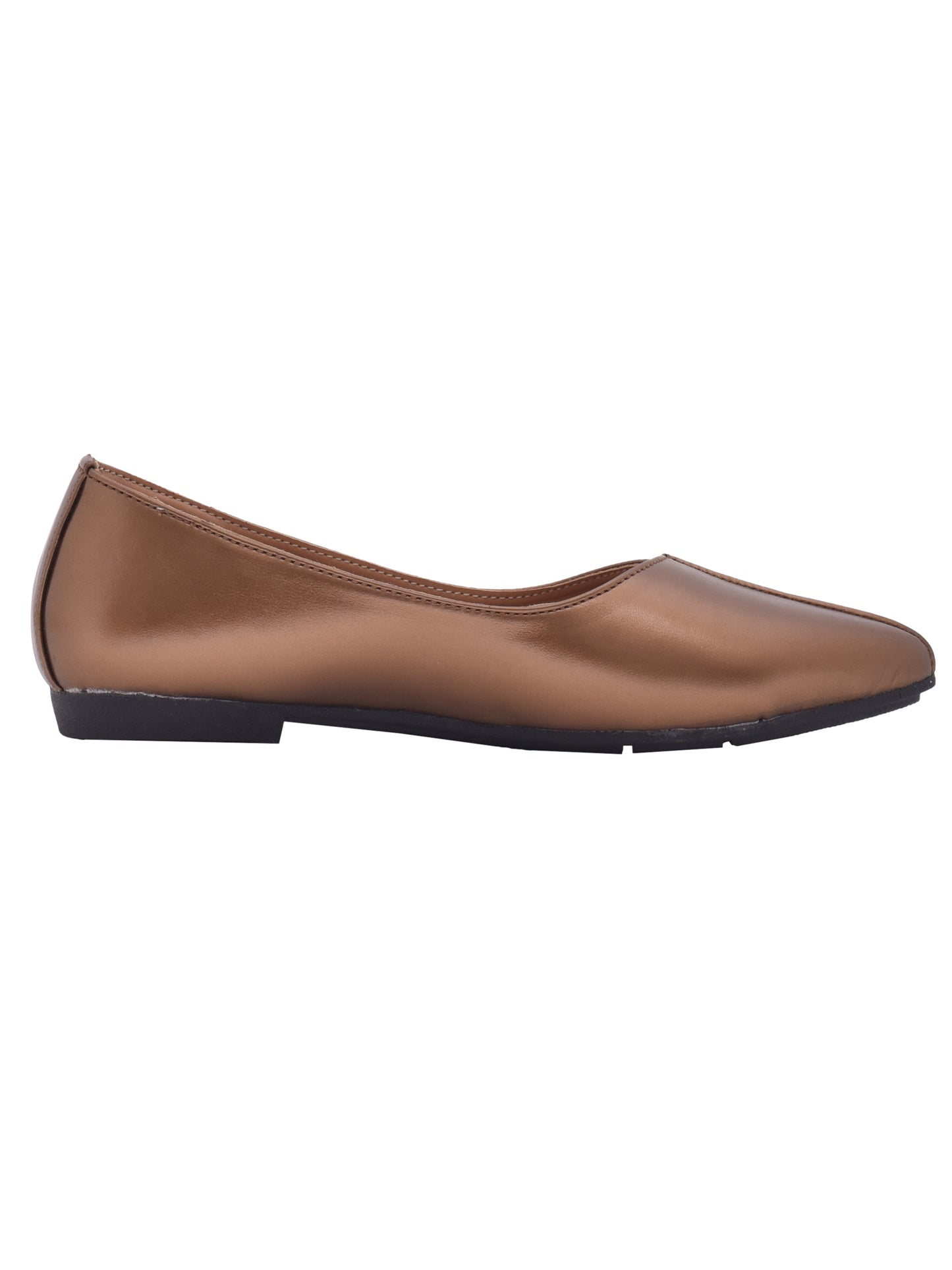 Women Metalic Brown Vegan Ballerinas Flats (OMFLT-1003-BROWN)