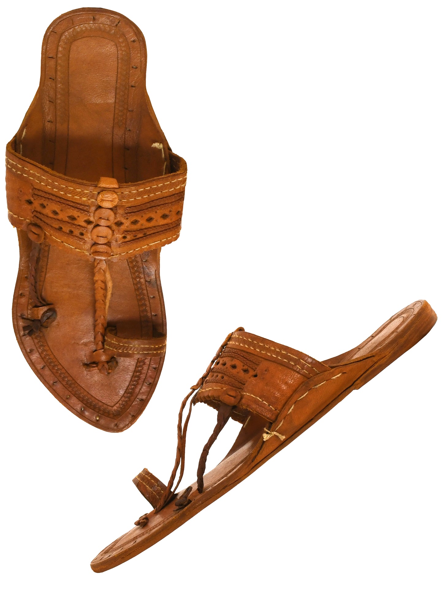 Men Brown Ethnic Leather Handcrafted Kolhapuri (OMKP-008-BROWN)