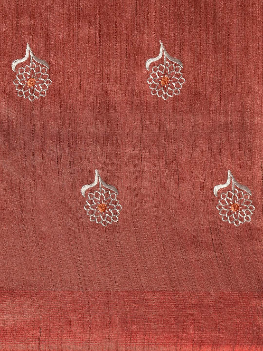 Red & White Pure Cotton Embroidered Kota Saree (TDSR-06-PEACH)