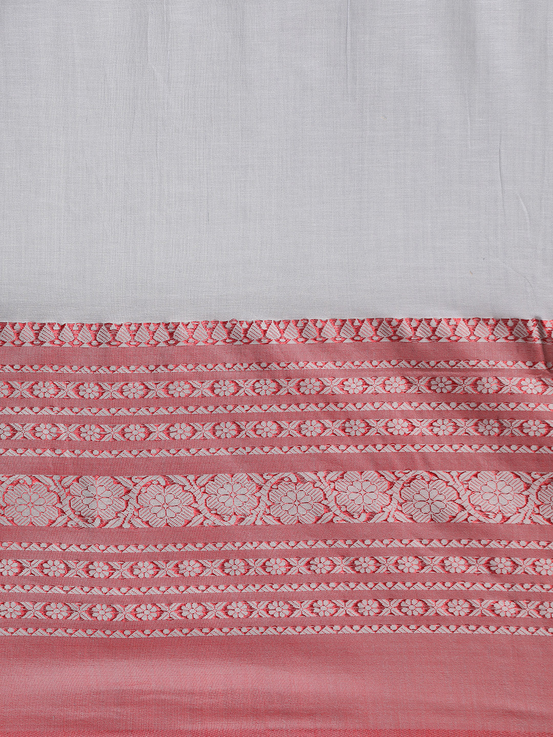 Grey & Red Ethnic Motifs Pure Cotton Saree (TDSR2-18-GREY)