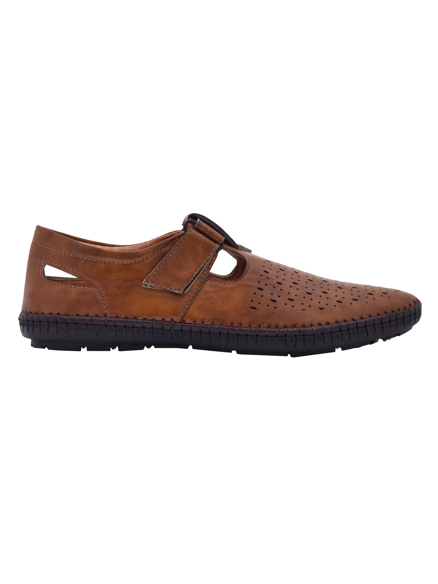 Men Tan Vegan Shoe-Style Ethnic Sandals (OMCS-06-TAN)