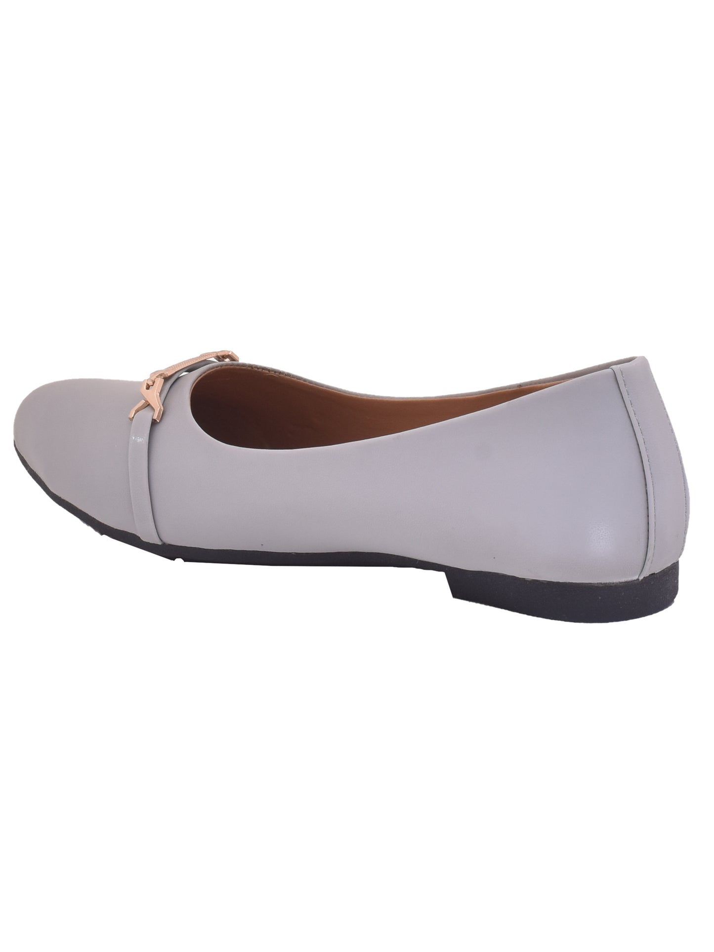 Women Grey Party Open Toe Vegan Flats with Buckles (OMFLT-1002-GREY)