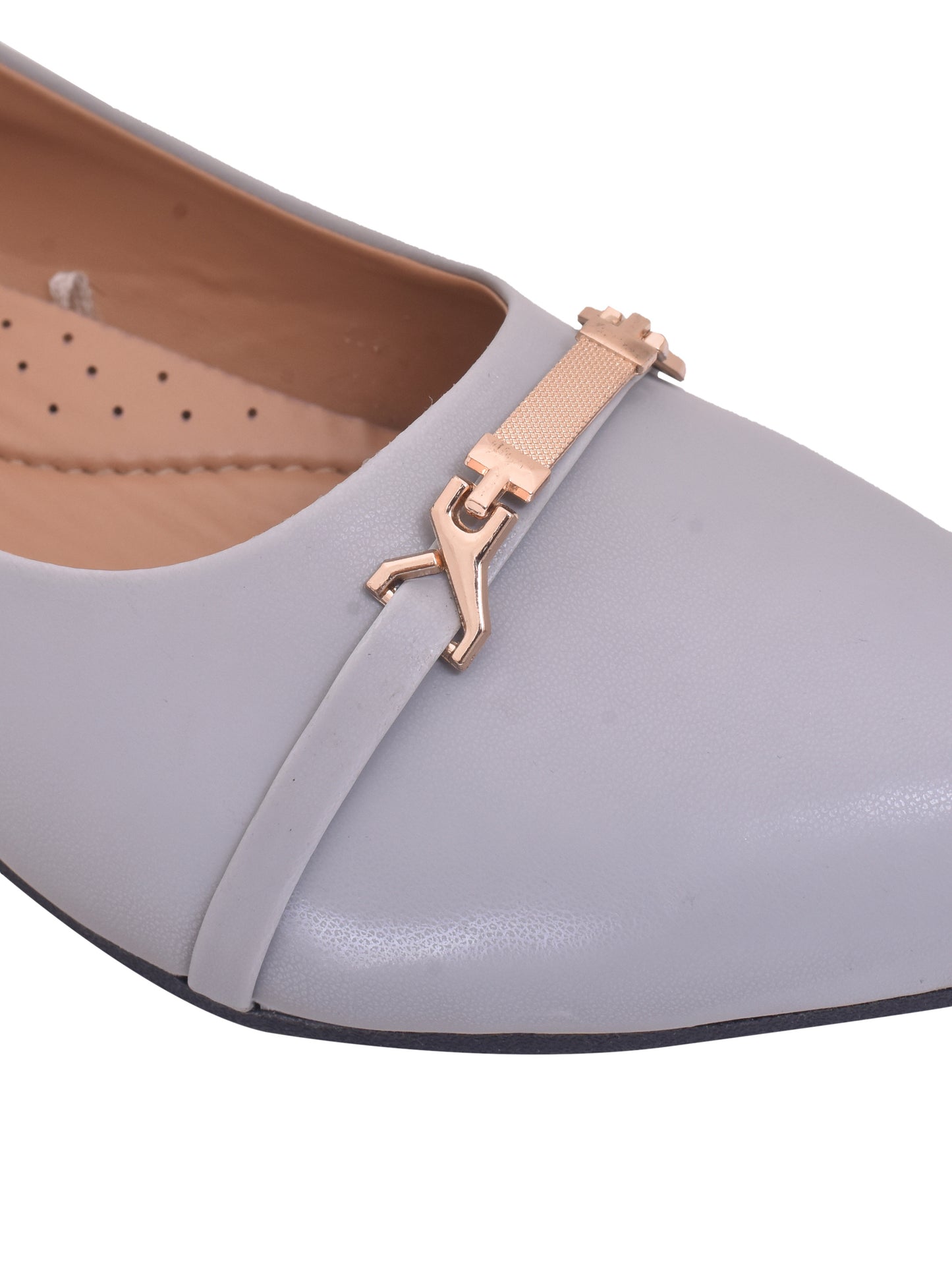 Women Grey Party Open Toe Vegan Flats with Buckles (OMFLT-1002-GREY)