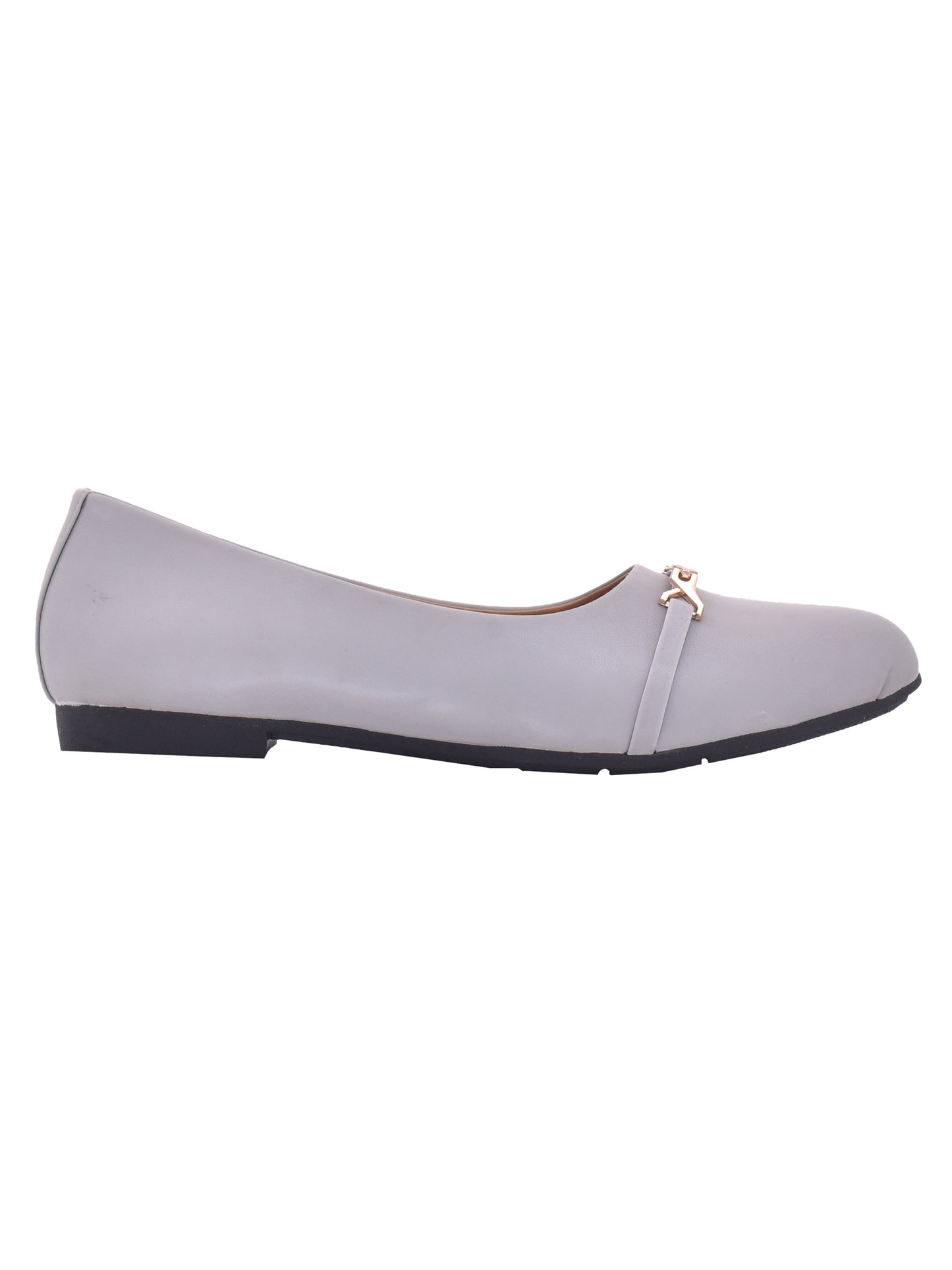 Women Grey Party Open Toe Vegan Flats with Buckles (OMFLT-1002-GREY)