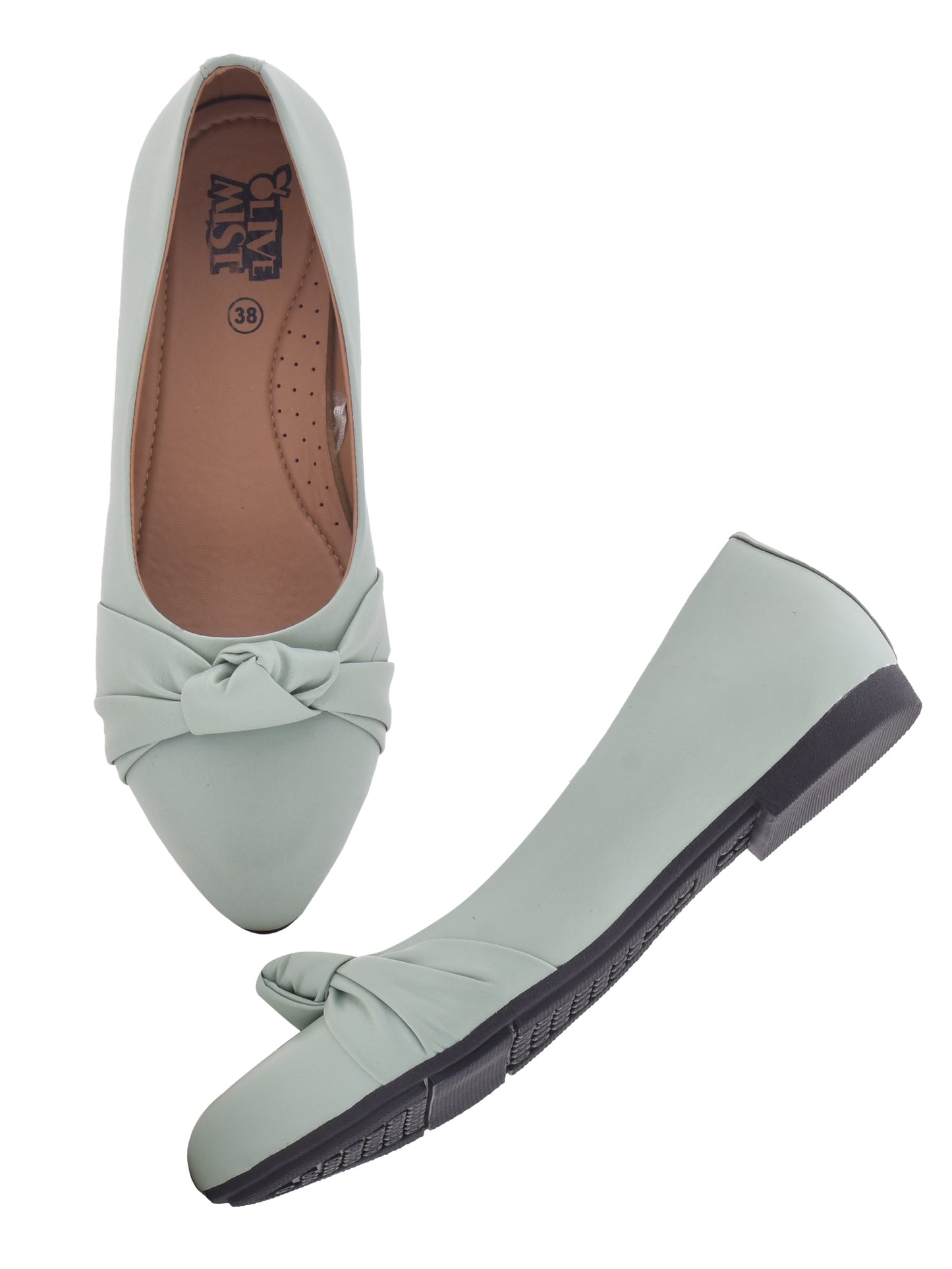 Women Mint Green Party Vegan Ballerinas Flats (OMFLT-1011-GREEN)