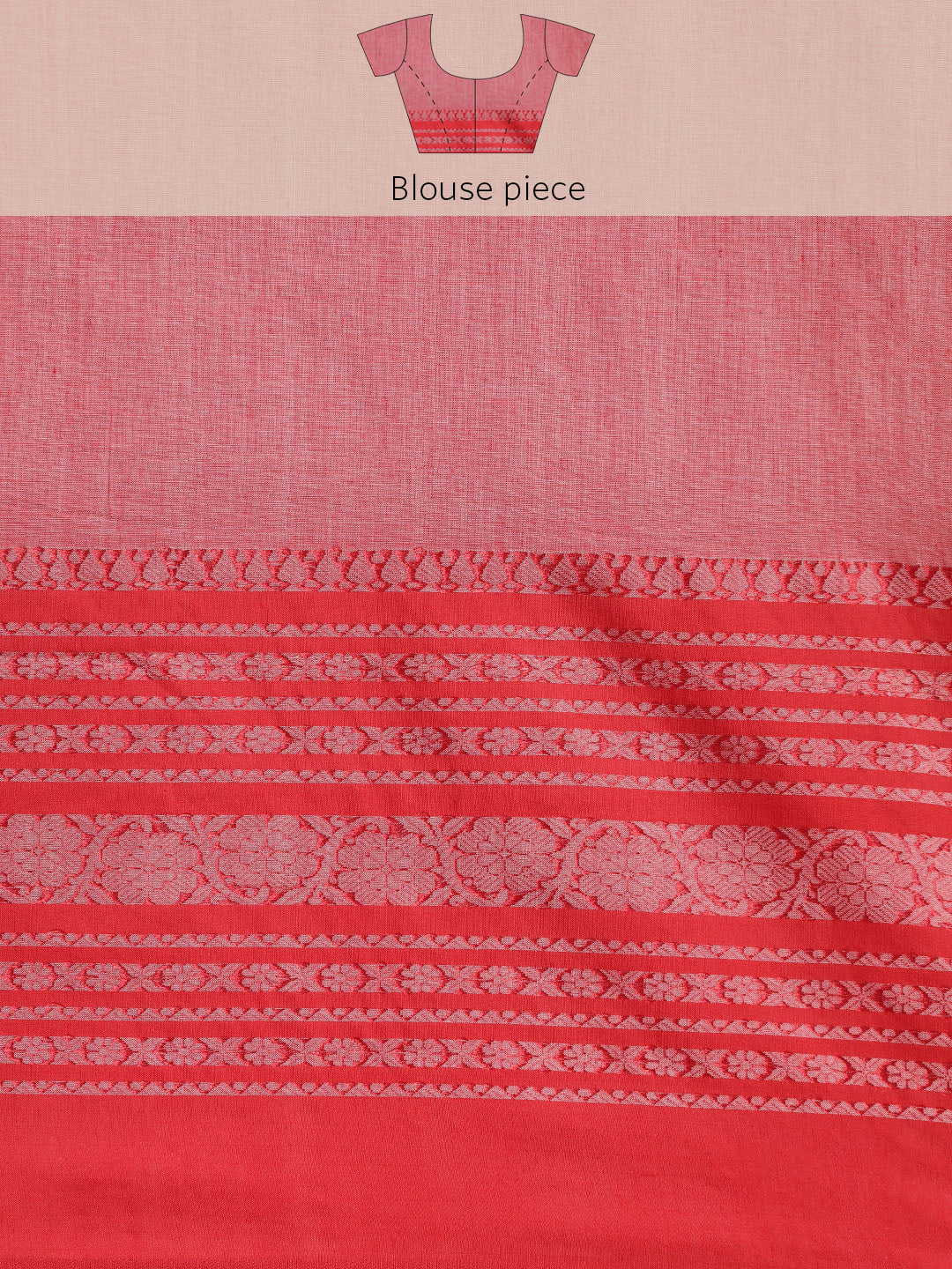 Grey & Red Ethnic Motifs Pure Cotton Saree (TDSR2-18-GREY)