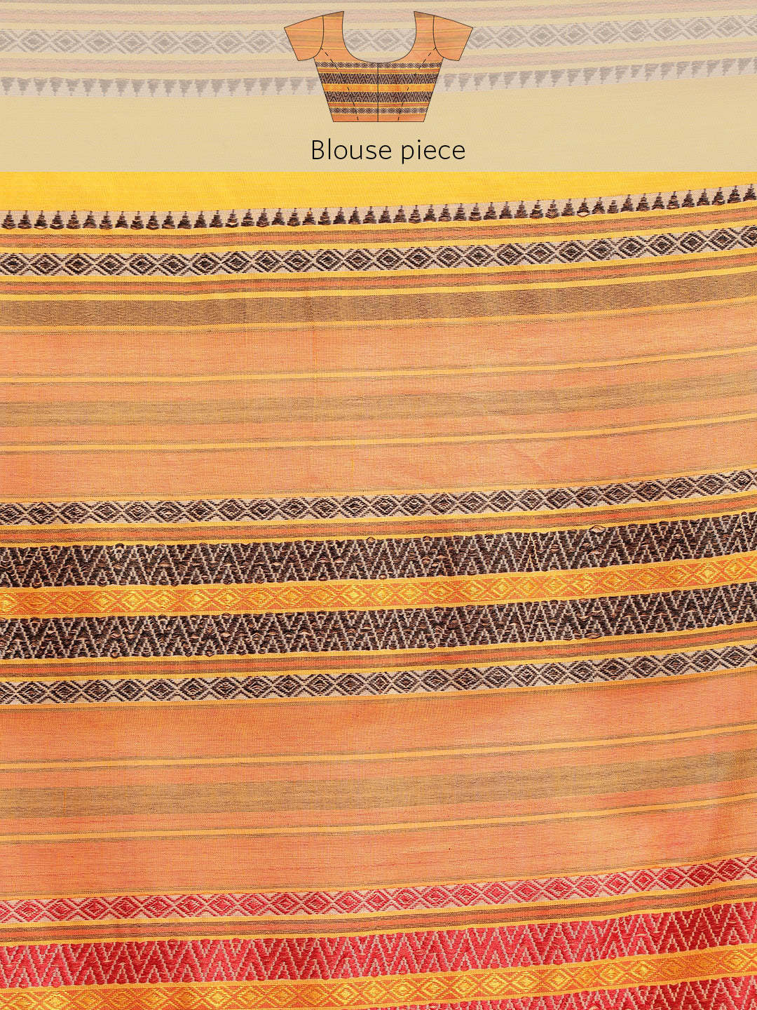 Red & Yellow Striped Pure Cotton Handloom Saree (TDSR2-19-RED)