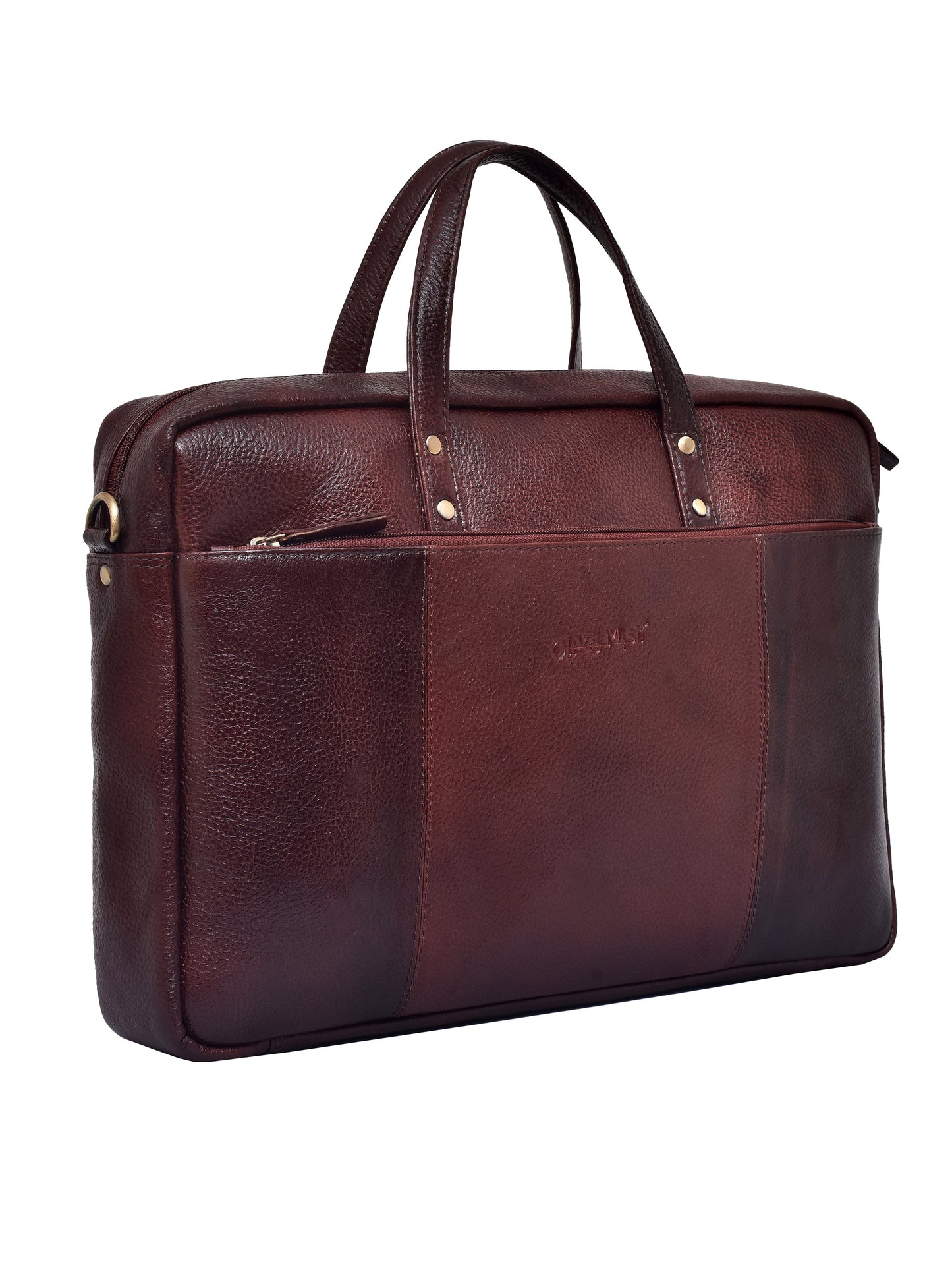 Unisex Brown Solid Leather Laptop Bag 16 Inch (OMLB-024N-B-BROWN)