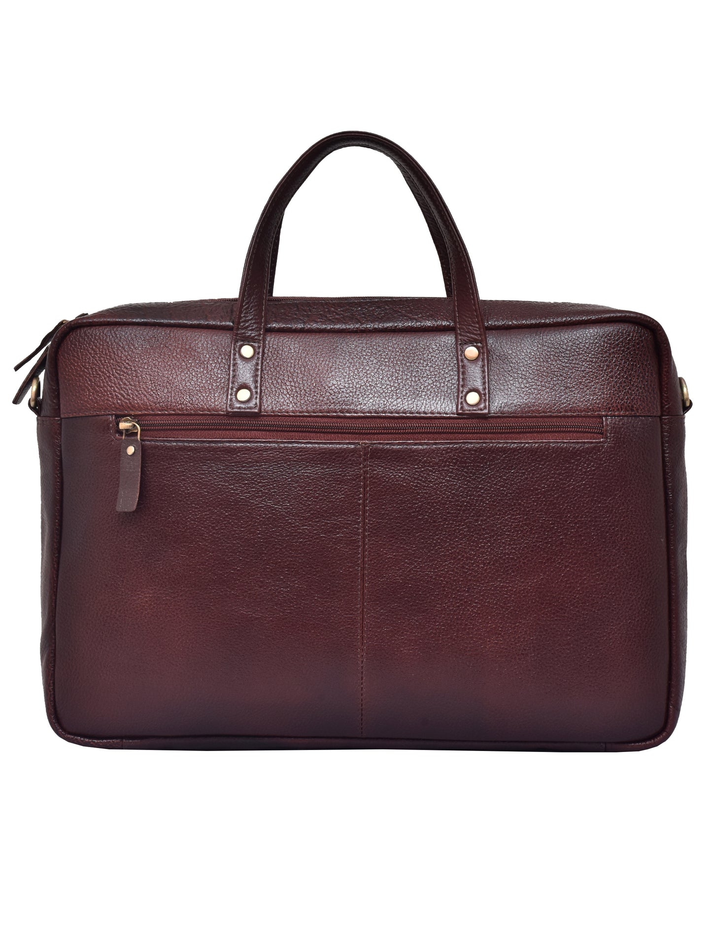 Unisex Brown Solid Leather Laptop Bag 16 Inch (OMLB-024N-B-BROWN)