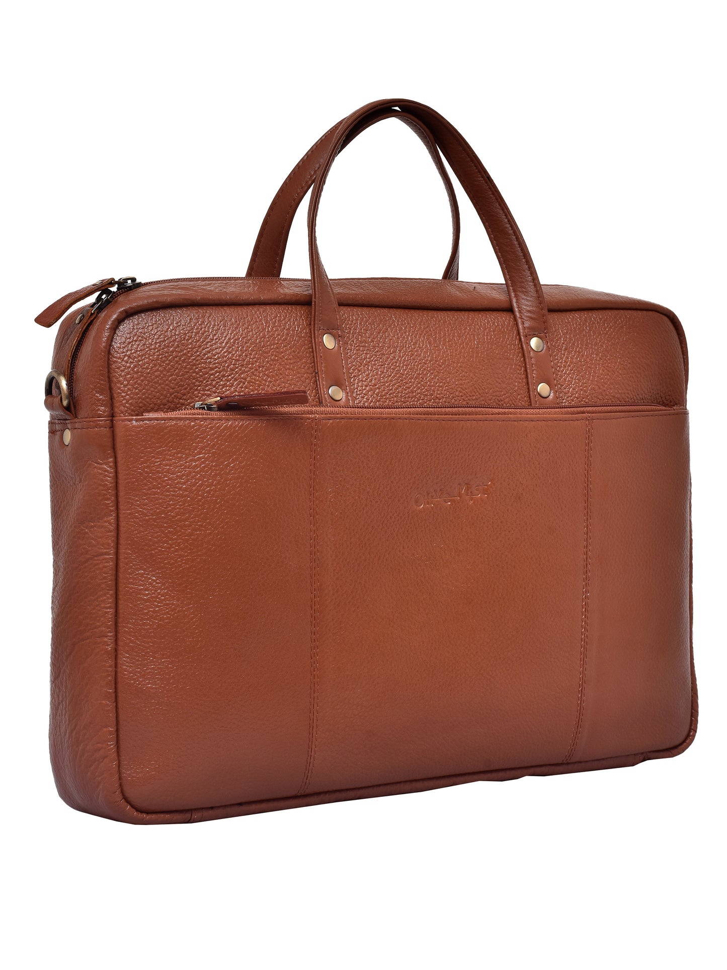 Unisex Tan Leather 16 Inch Laptop Bag (OMLB-024N-TAN)