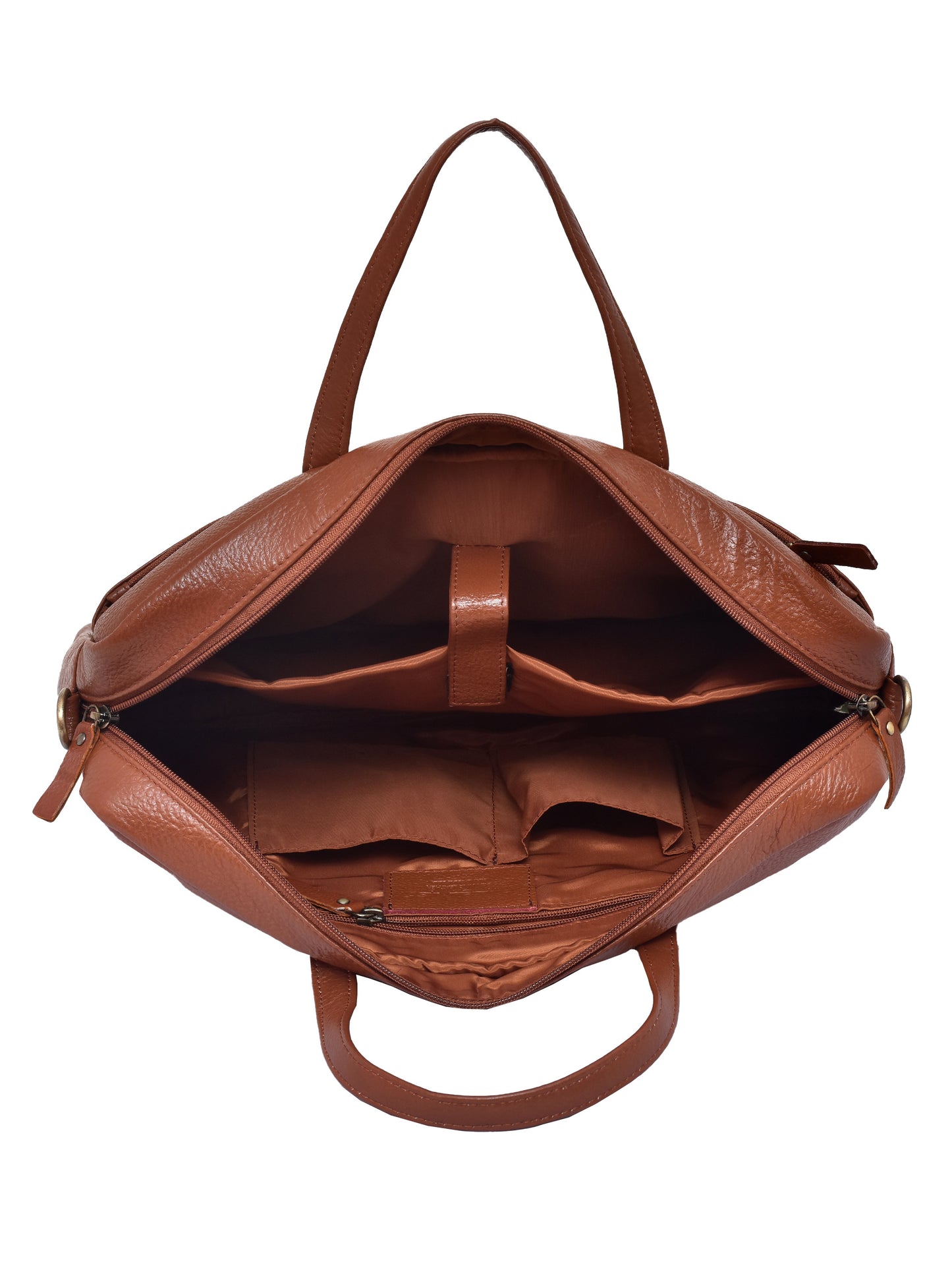 Unisex Tan Leather 16 Inch Laptop Bag (OMLB-024N-TAN)