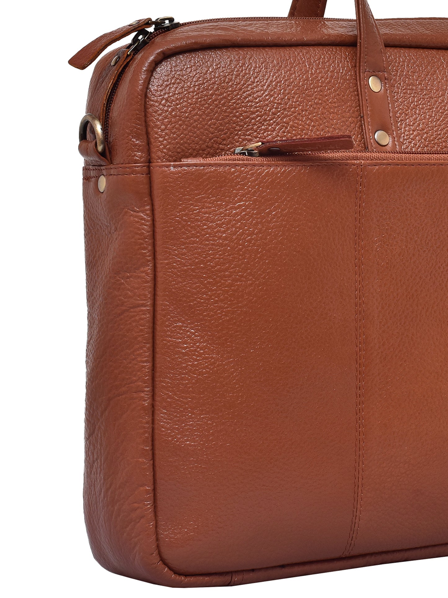 Unisex Tan Leather 16 Inch Laptop Bag (OMLB-024N-TAN)