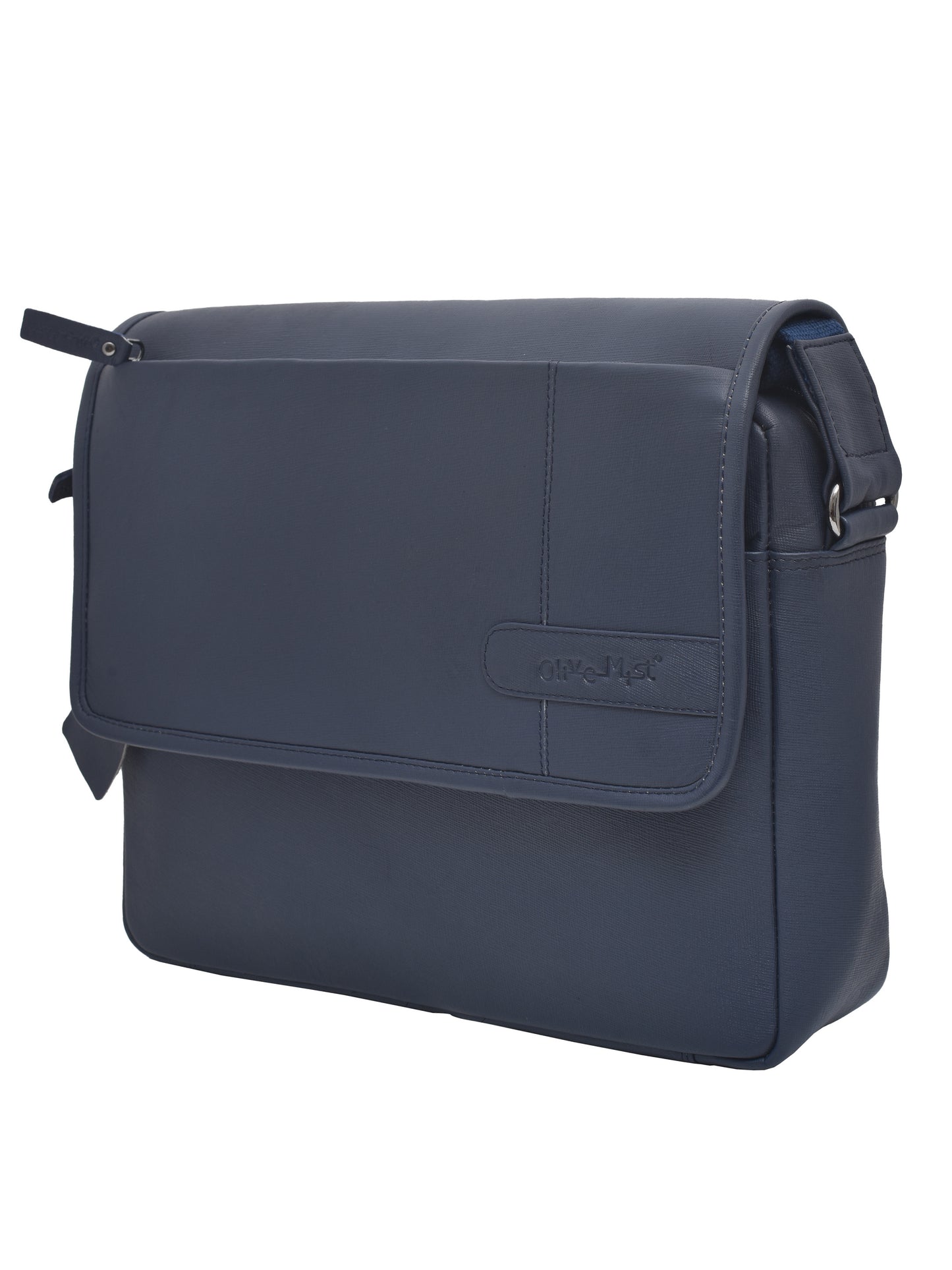 Unisex Navy Saffiano Leather 14 Inch Laptop Bag for MacBook (OMLB-009-S-BLUE)