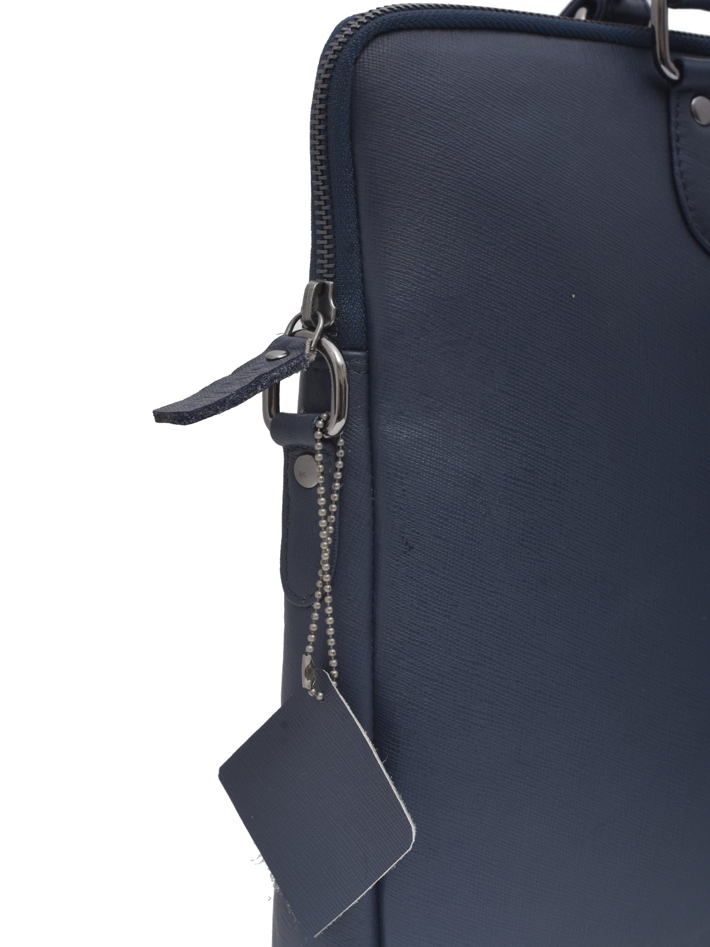 Unisex Navy Leather 16 Inch Laptop Bag (OMLB-001-S-BLUE)