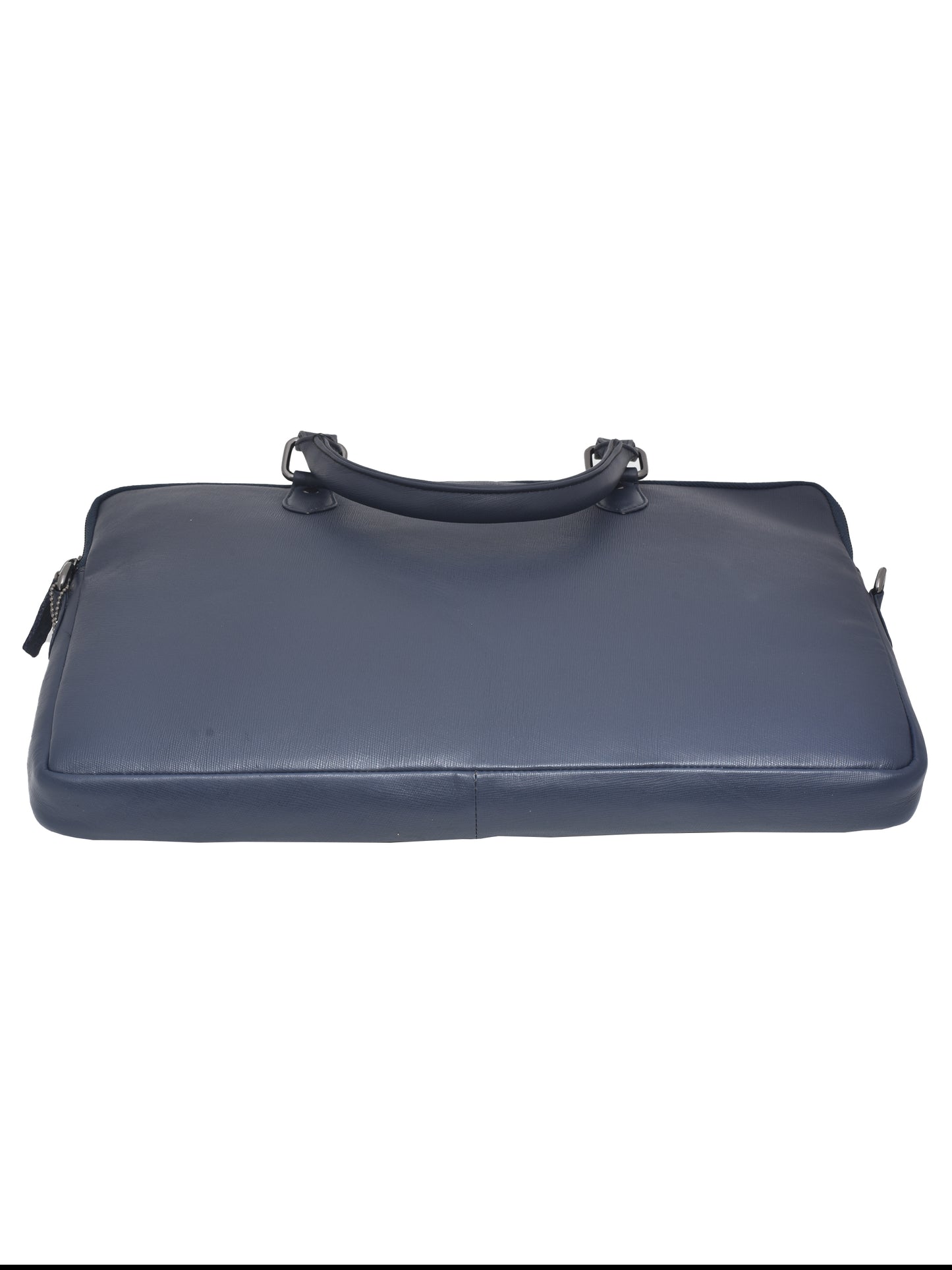 Unisex Navy Leather 16 Inch Laptop Bag (OMLB-001-S-BLUE)