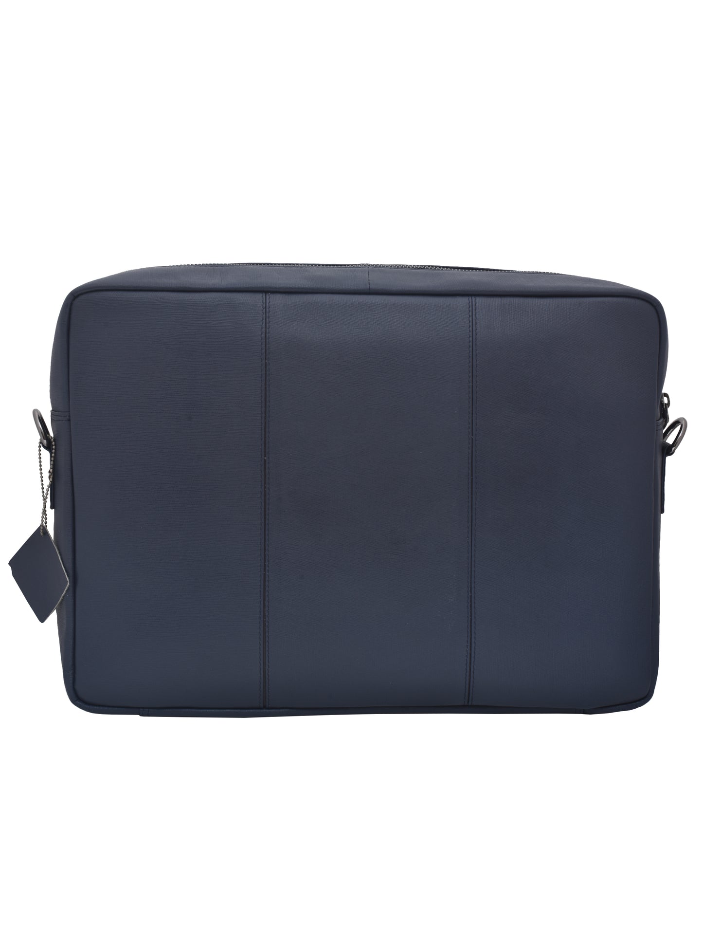 Unisex Navy Saffiano Leather Messenger 16 Inch Laptop Bag (OMLB-005-S-BLUE)