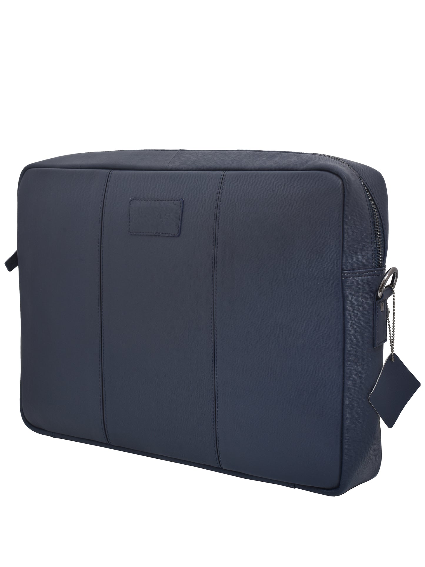 Unisex Navy Saffiano Leather Messenger 16 Inch Laptop Bag (OMLB-005-S-BLUE)