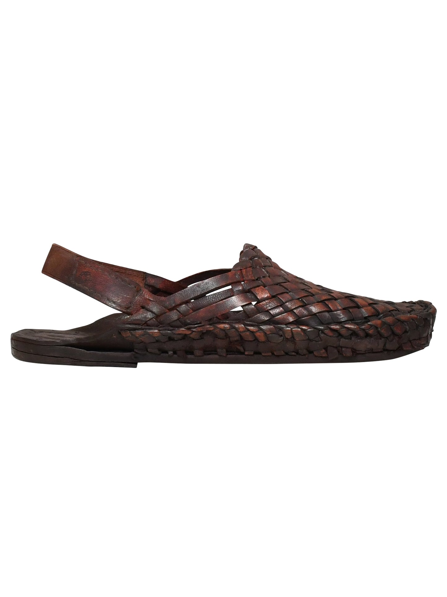 Men Brown Ethnic Handcrafted Leather Fisherman Kolhapuris With Elastic Back Closure (OMKP-001E-BROWN)