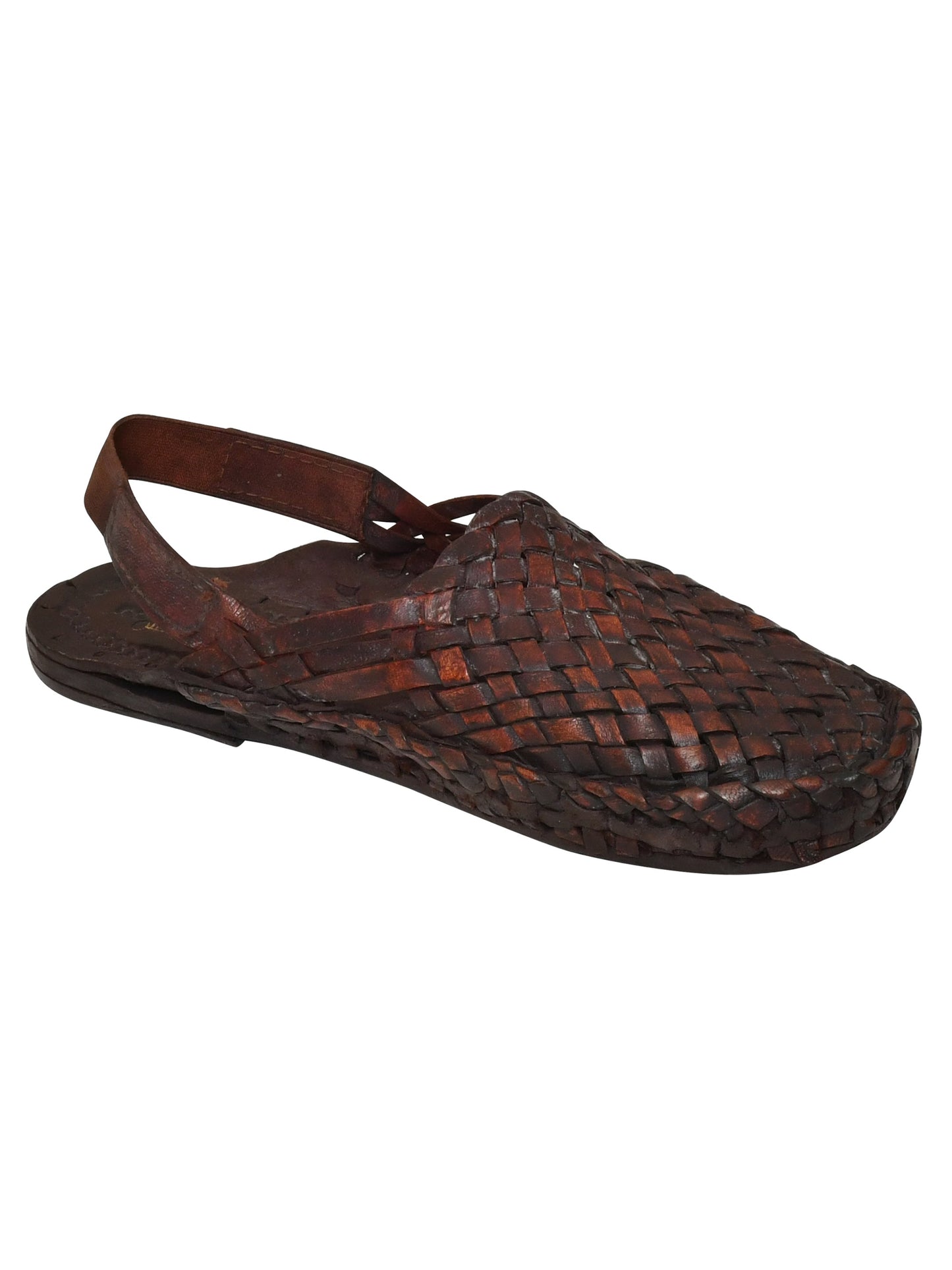 Men Brown Ethnic Handcrafted Leather Fisherman Kolhapuris With Elastic Back Closure (OMKP-001E-BROWN)