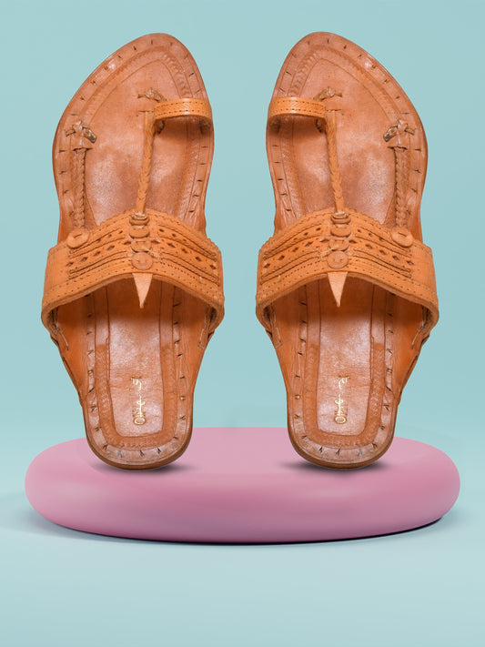 Men Tan Ethnic Leather Handcrafted Kolhapuri (OMKP-008-TAN)