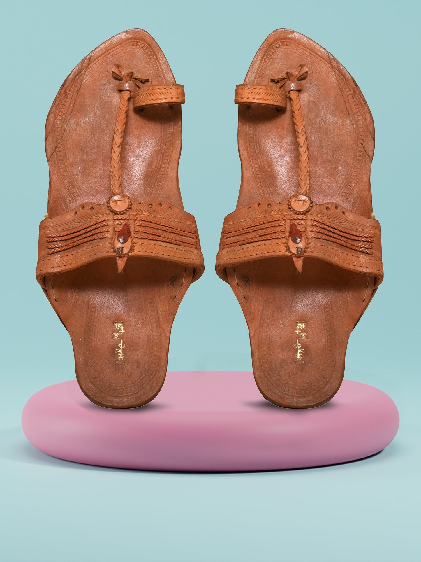 Men Tan Ethnic Leather Handcrafted Kolhapuri (OMKP-014-TAN)