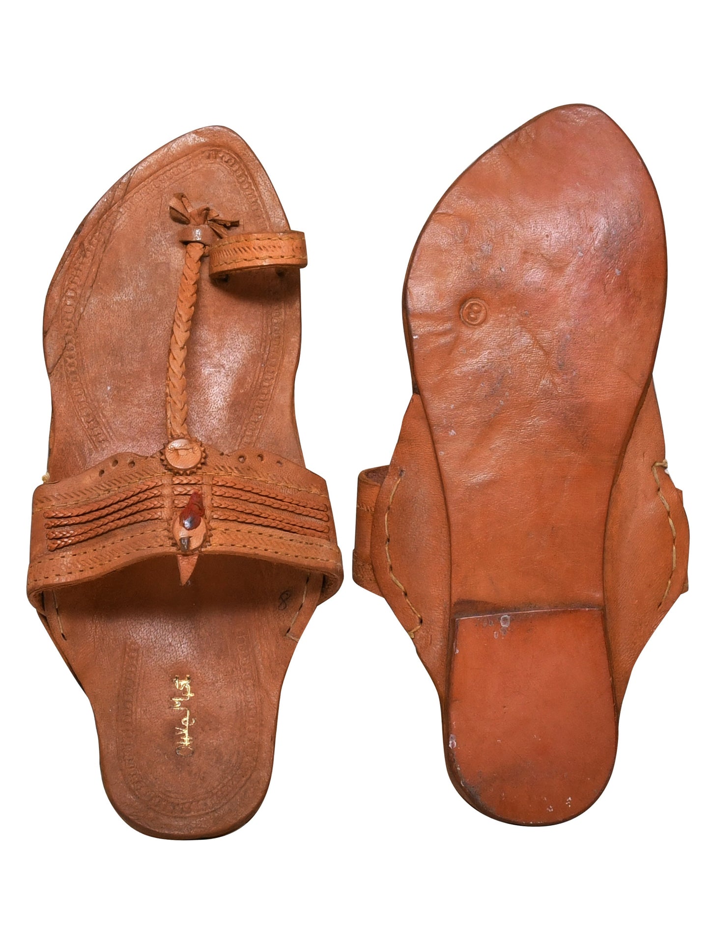 Men Tan Ethnic Leather Handcrafted Kolhapuri (OMKP-014-TAN)