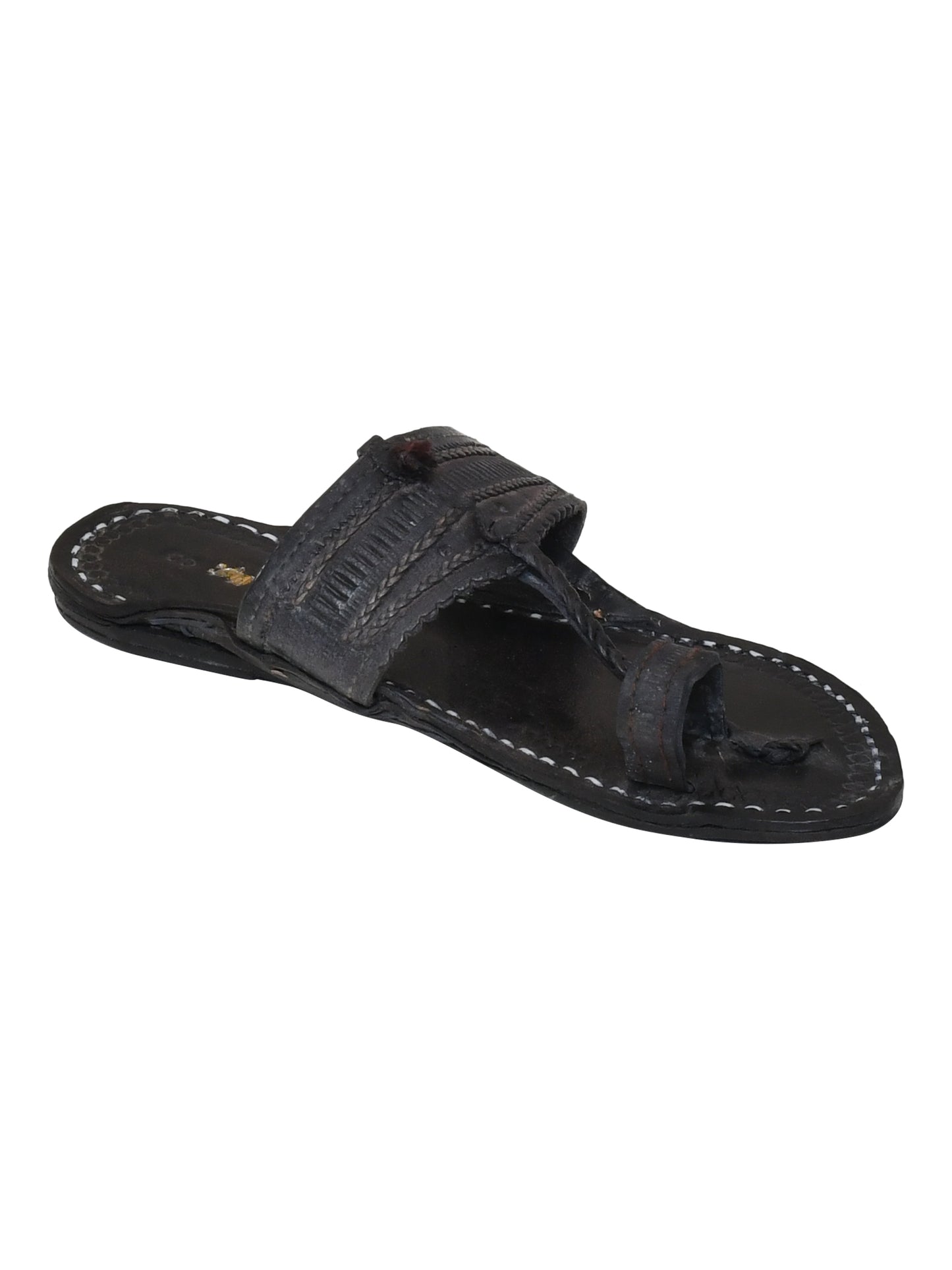 Men Black Ethnic Leather Handcrafted Kolhapuri (OMKP-015-BLACK)